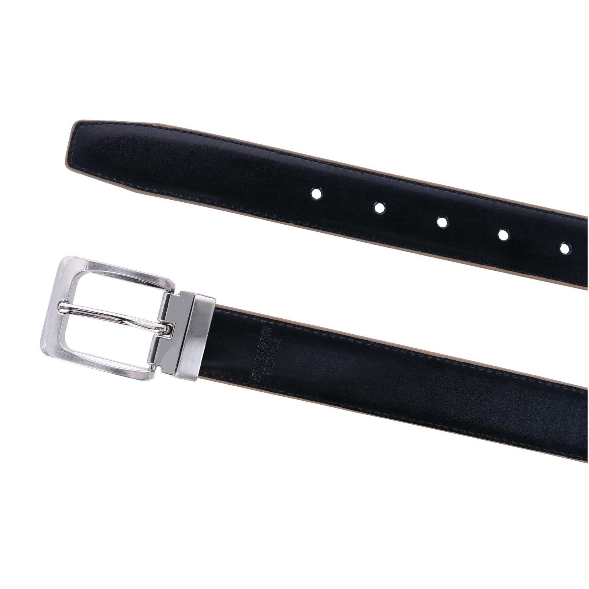 CTM® Leather Matte Reversible Croc Print Clamp on Buckle Belt - Brown