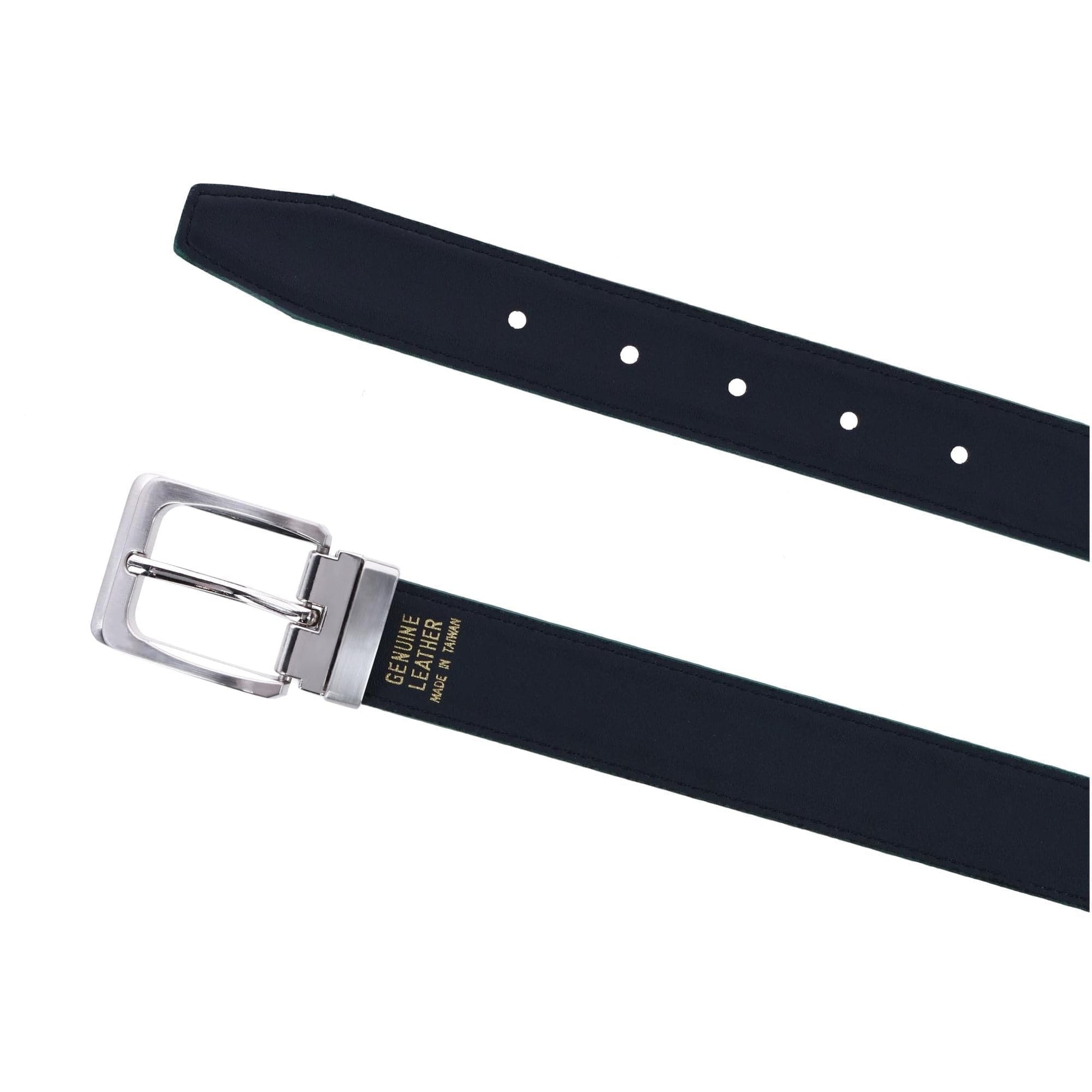 CTM® Leather Matte Reversible Croc Print Clamp on Buckle Belt - Green
