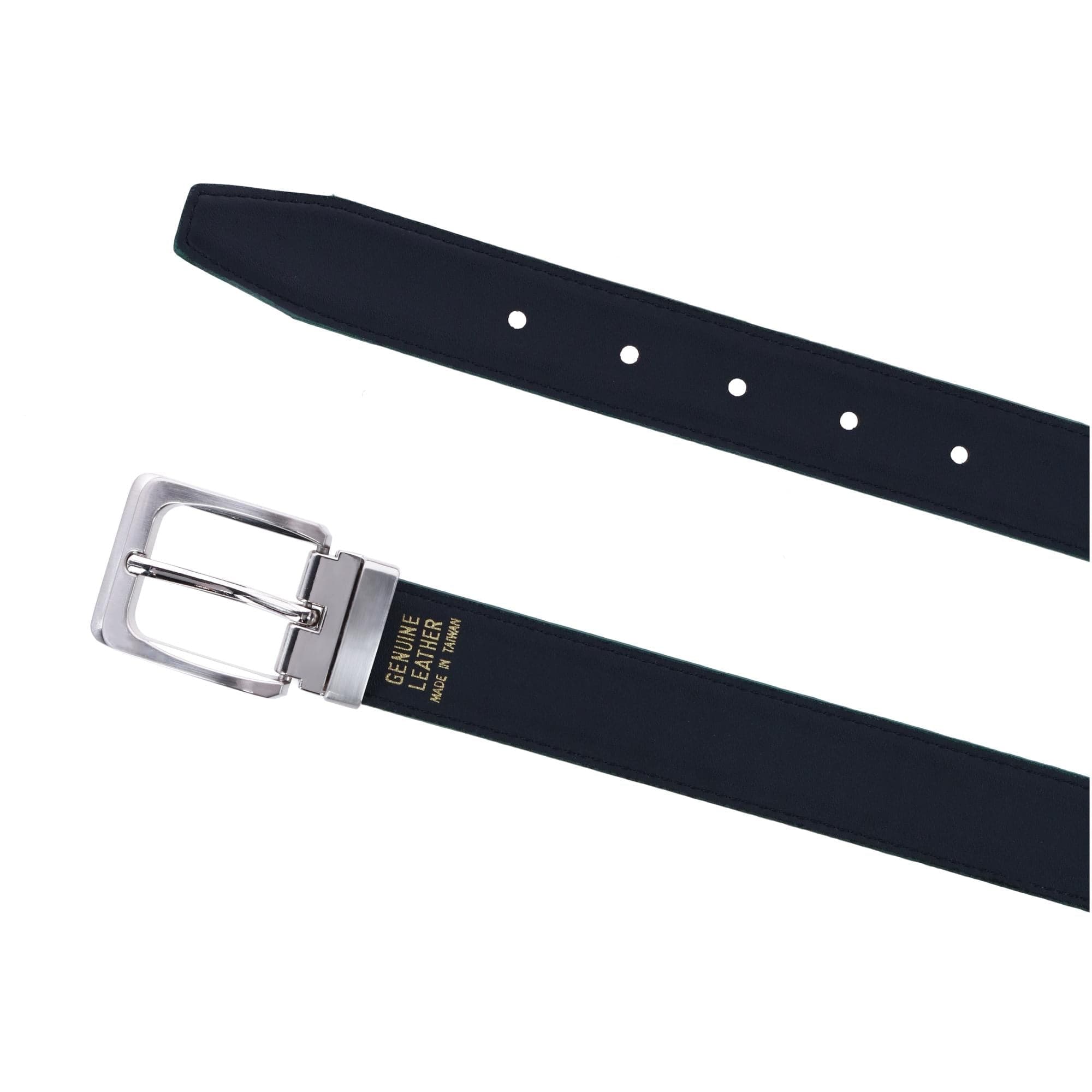 CTM® Leather Matte Reversible Croc Print Clamp on Buckle Belt - Green