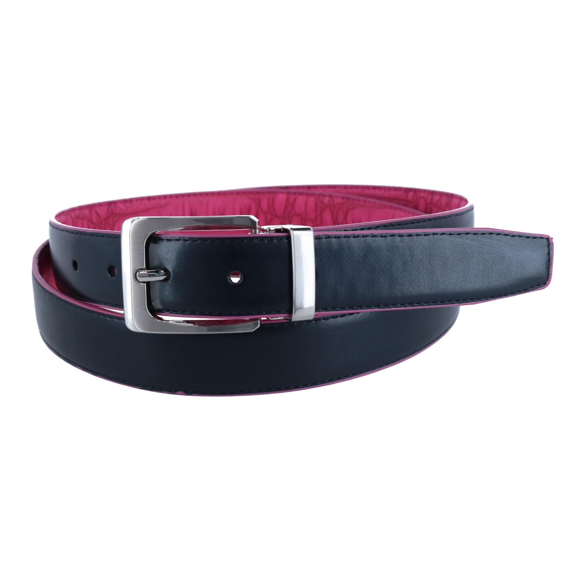 CTM® Leather Matte Reversible Croc Print Clamp on Buckle Belt - Hot Pink