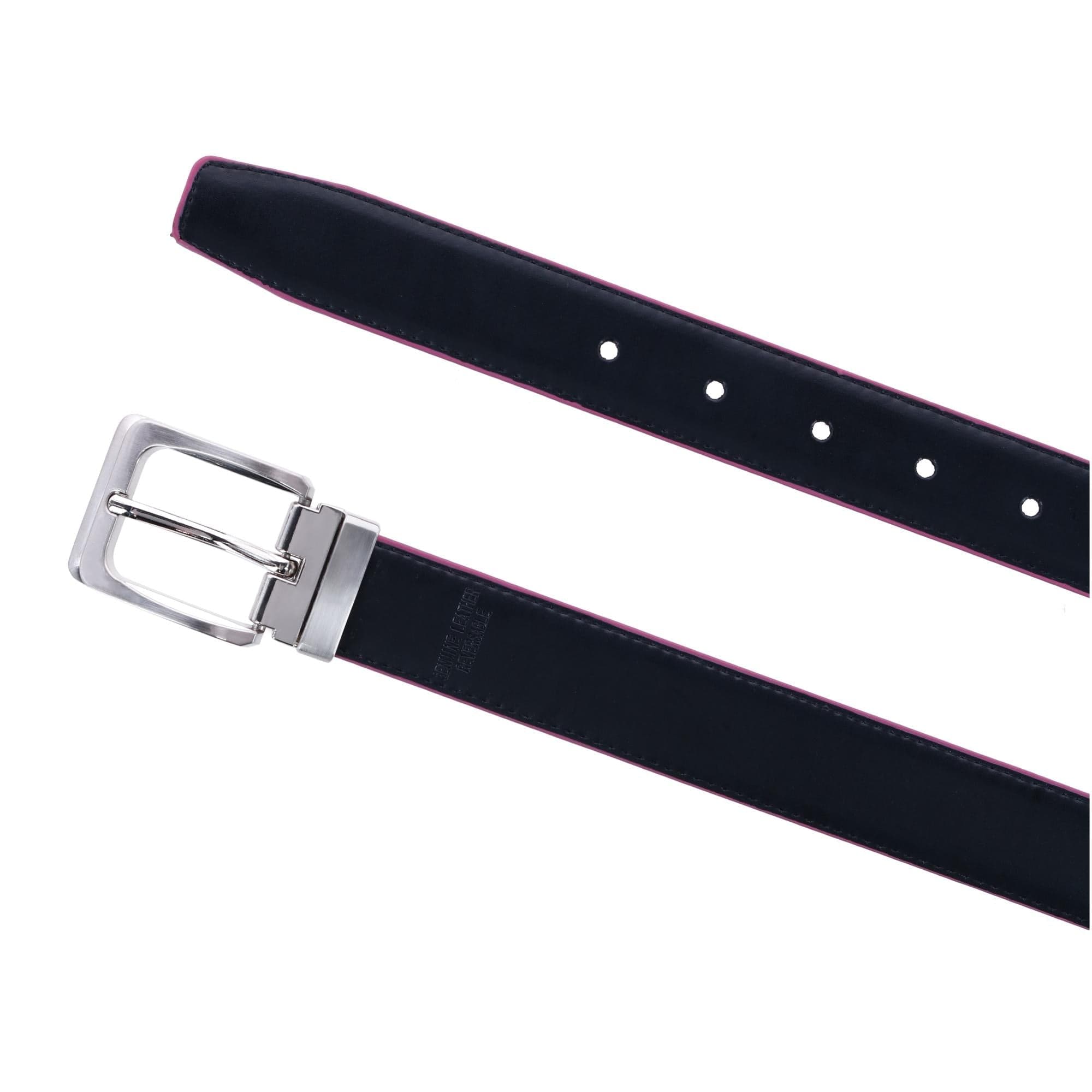 CTM® Leather Matte Reversible Croc Print Clamp on Buckle Belt - Hot Pink