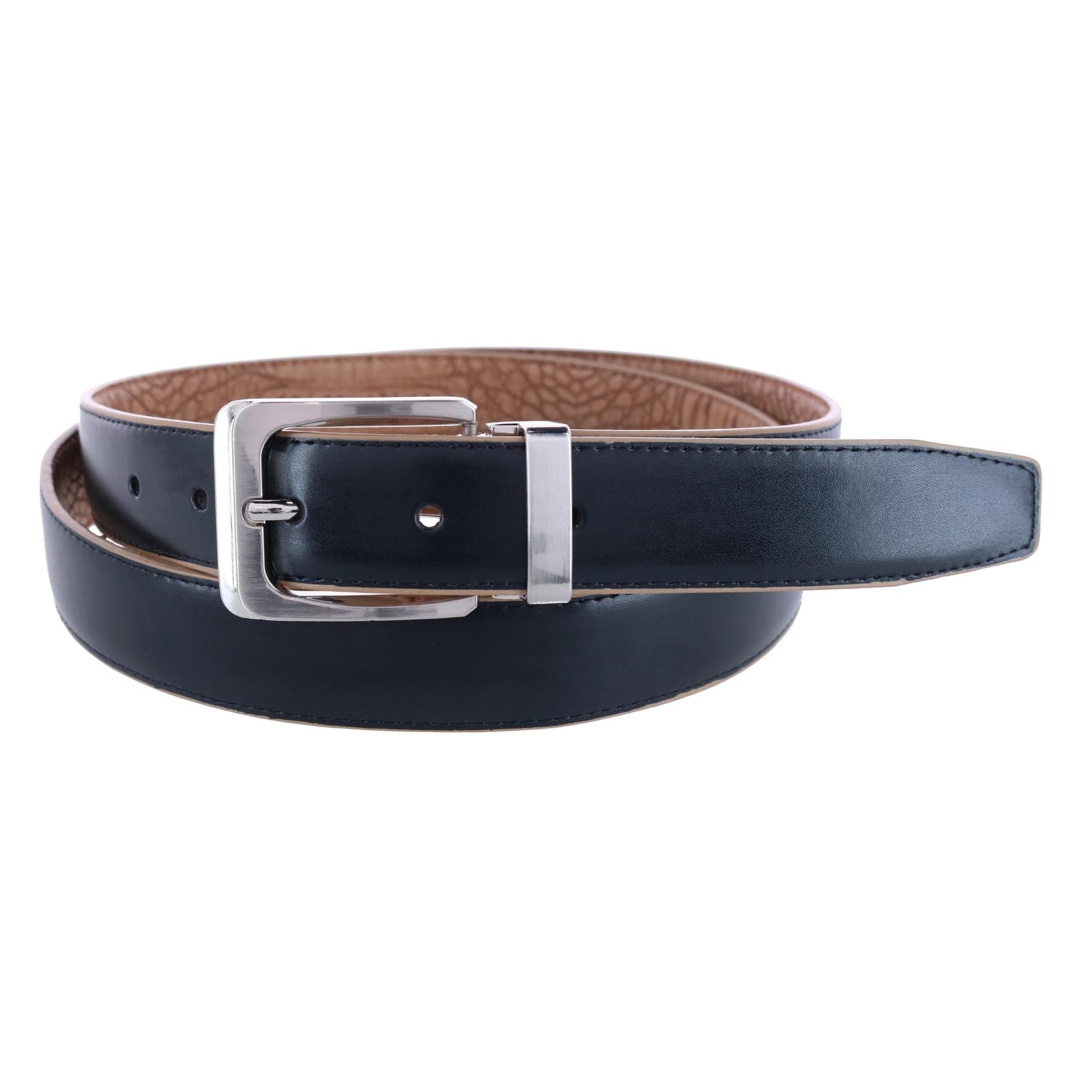 CTM® Leather Matte Reversible Croc Print Clamp on Buckle Belt - Tan