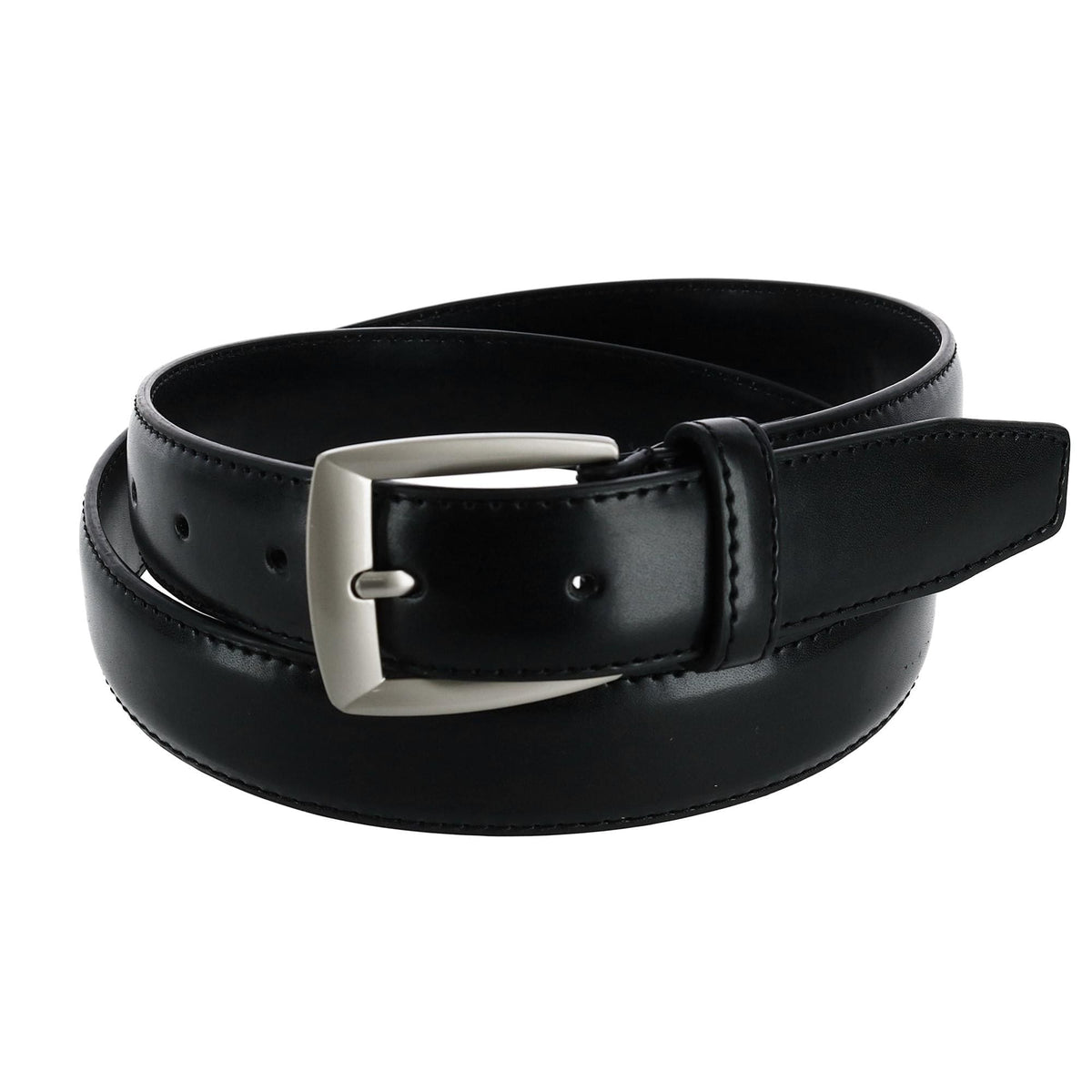 CTM® Men's 1 1/4 Inch Wide Basic Leather Dress Belt - Black