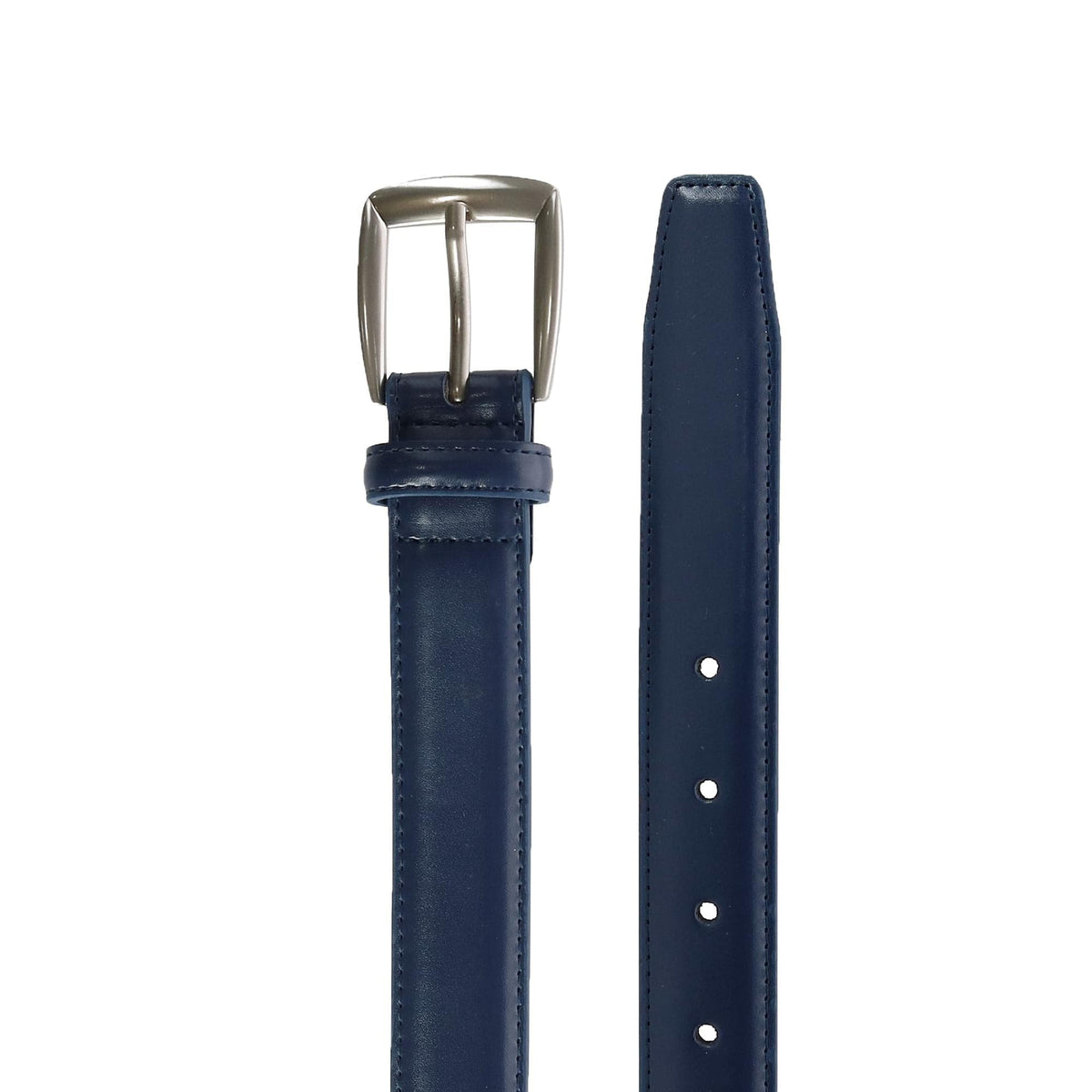 CTM® Men's 1 1/4 Inch Wide Basic Leather Dress Belt - Navy