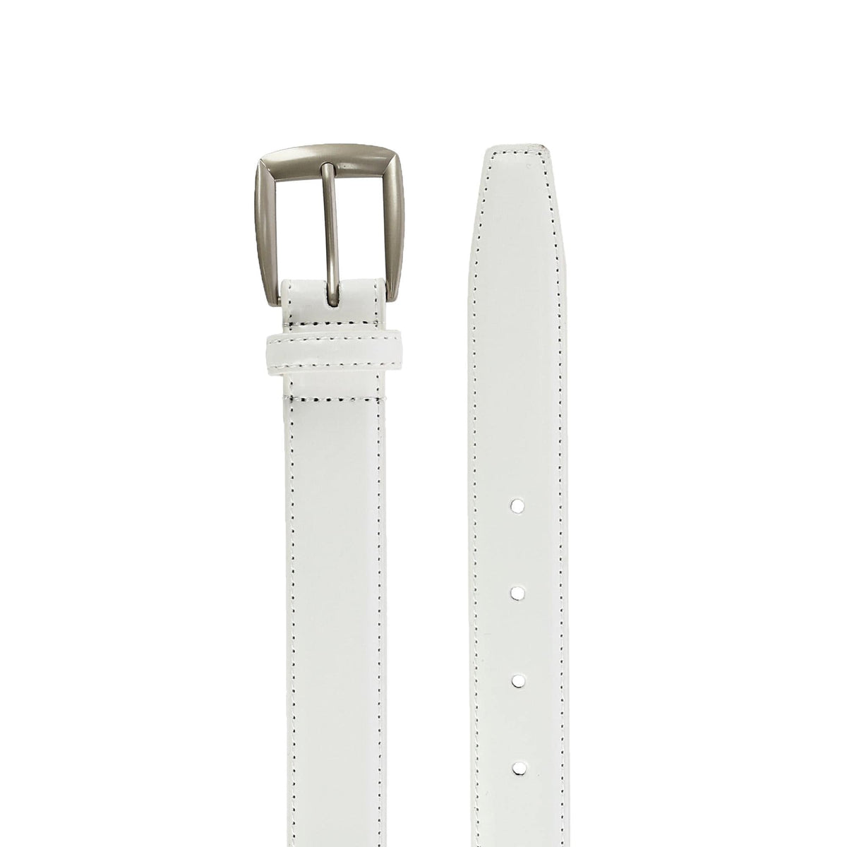 CTM® Men's 1 1/4 Inch Wide Basic Leather Dress Belt - White