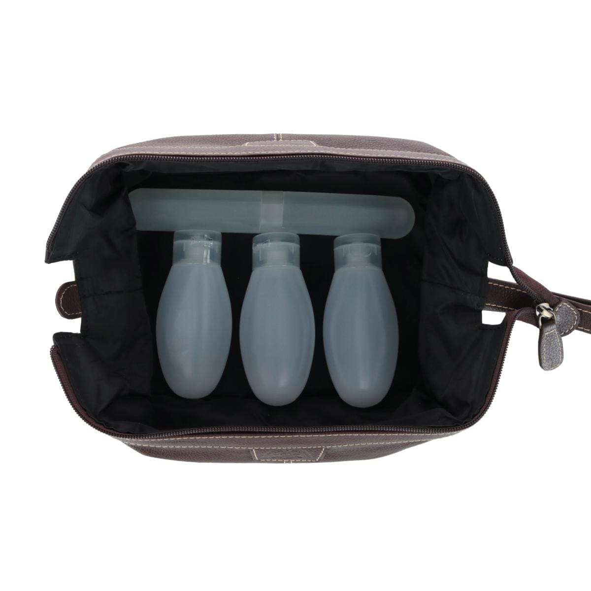 Buxton Men's Antiqued Leather Water Dopp Travel Kit with Bottles - Brown