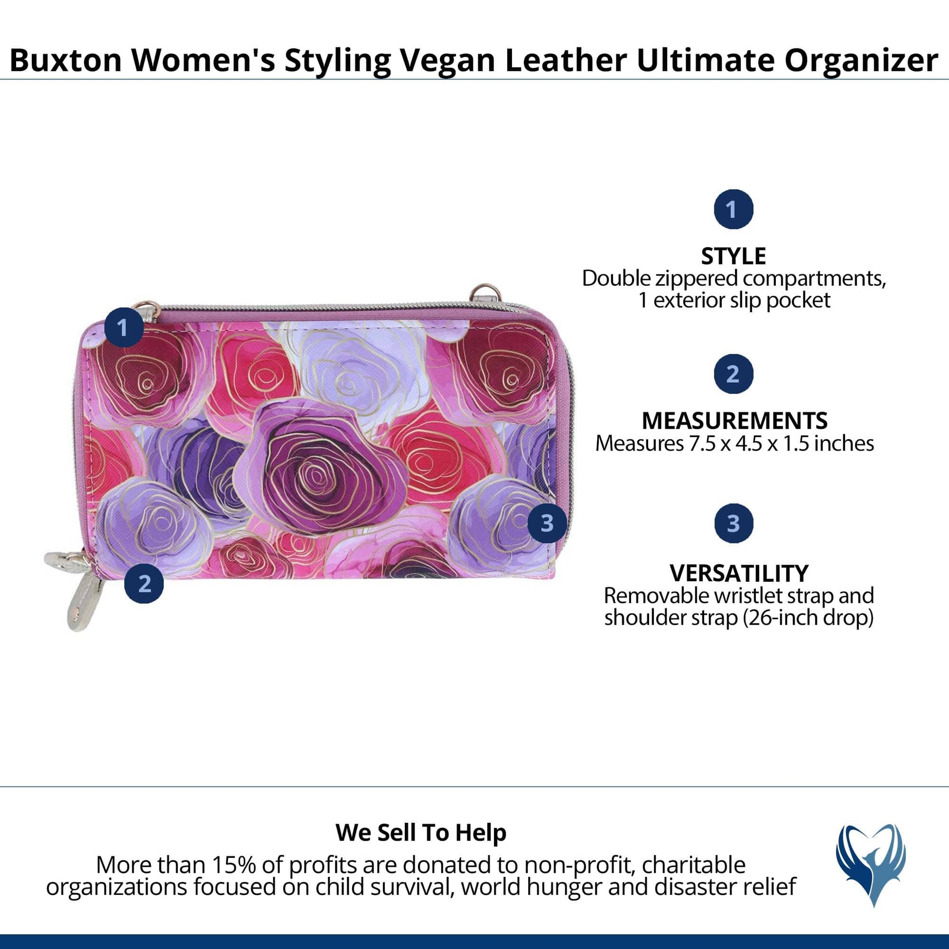 Buxton Women's Styling Premium Faux Leather Ultimate Organizer - Rose Bud