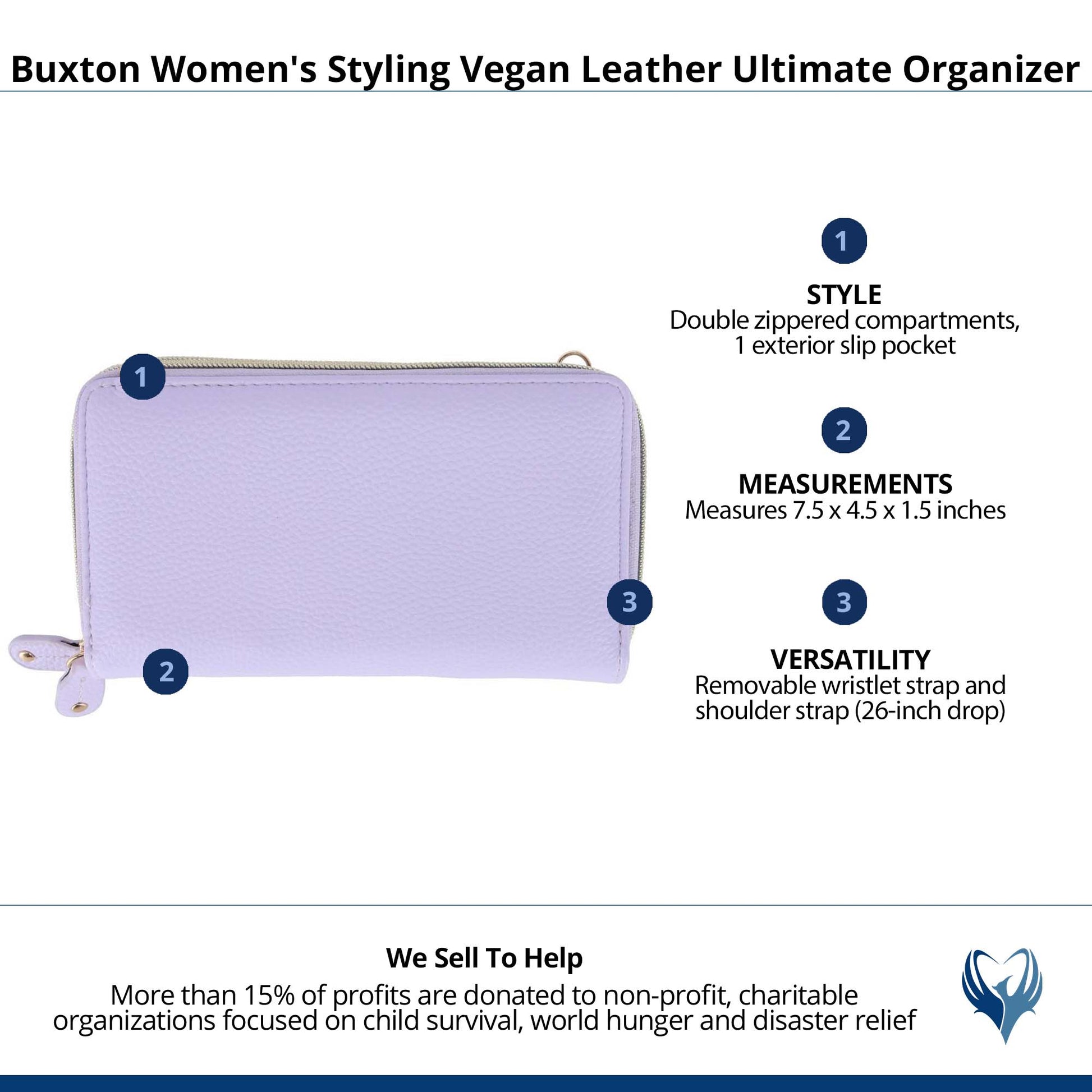 Buxton Women's Styling Premium Faux Leather Ultimate Organizer - Lilac