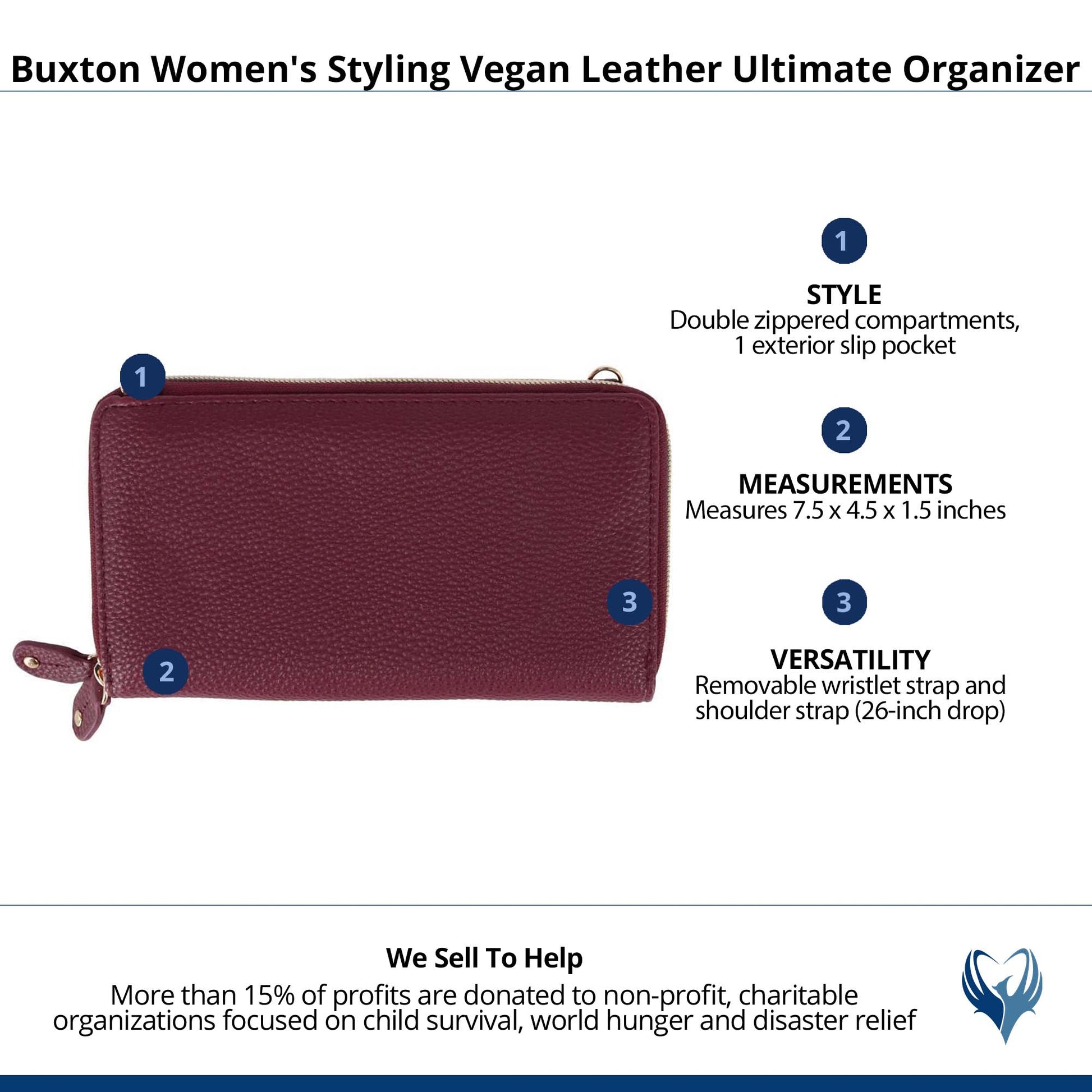 Buxton Women's Styling Premium Faux Leather Ultimate Organizer - Merlot
