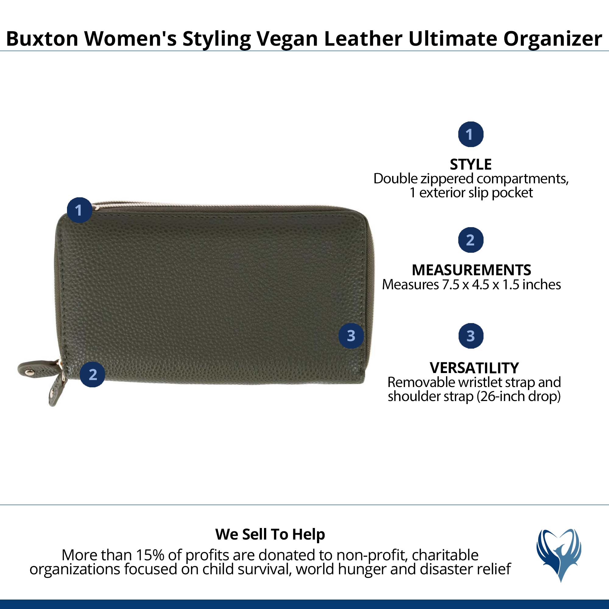 Buxton Women's Styling Premium Faux Leather Ultimate Organizer - Olive