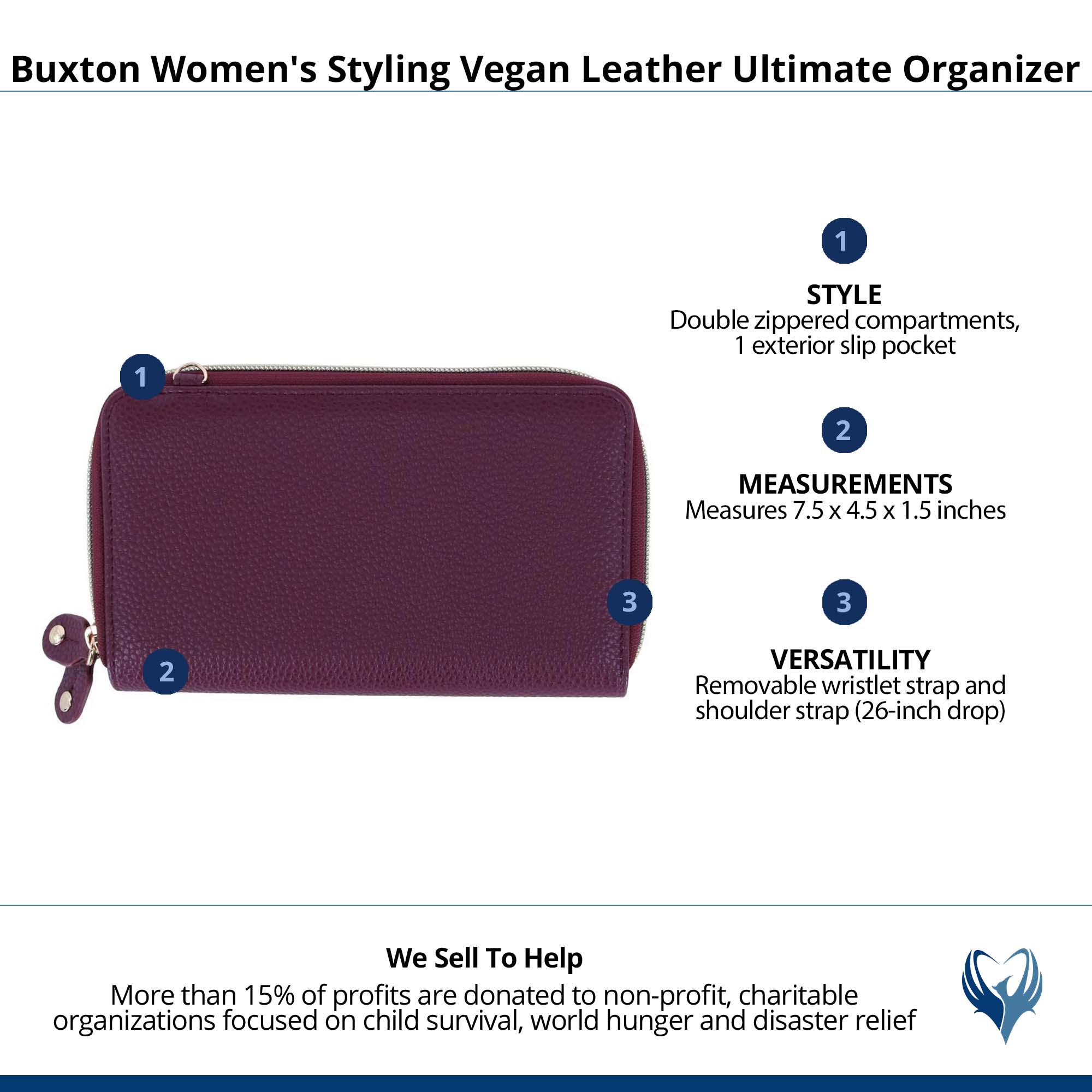 Buxton Women's Styling Premium Faux Leather Ultimate Organizer - Oxblood