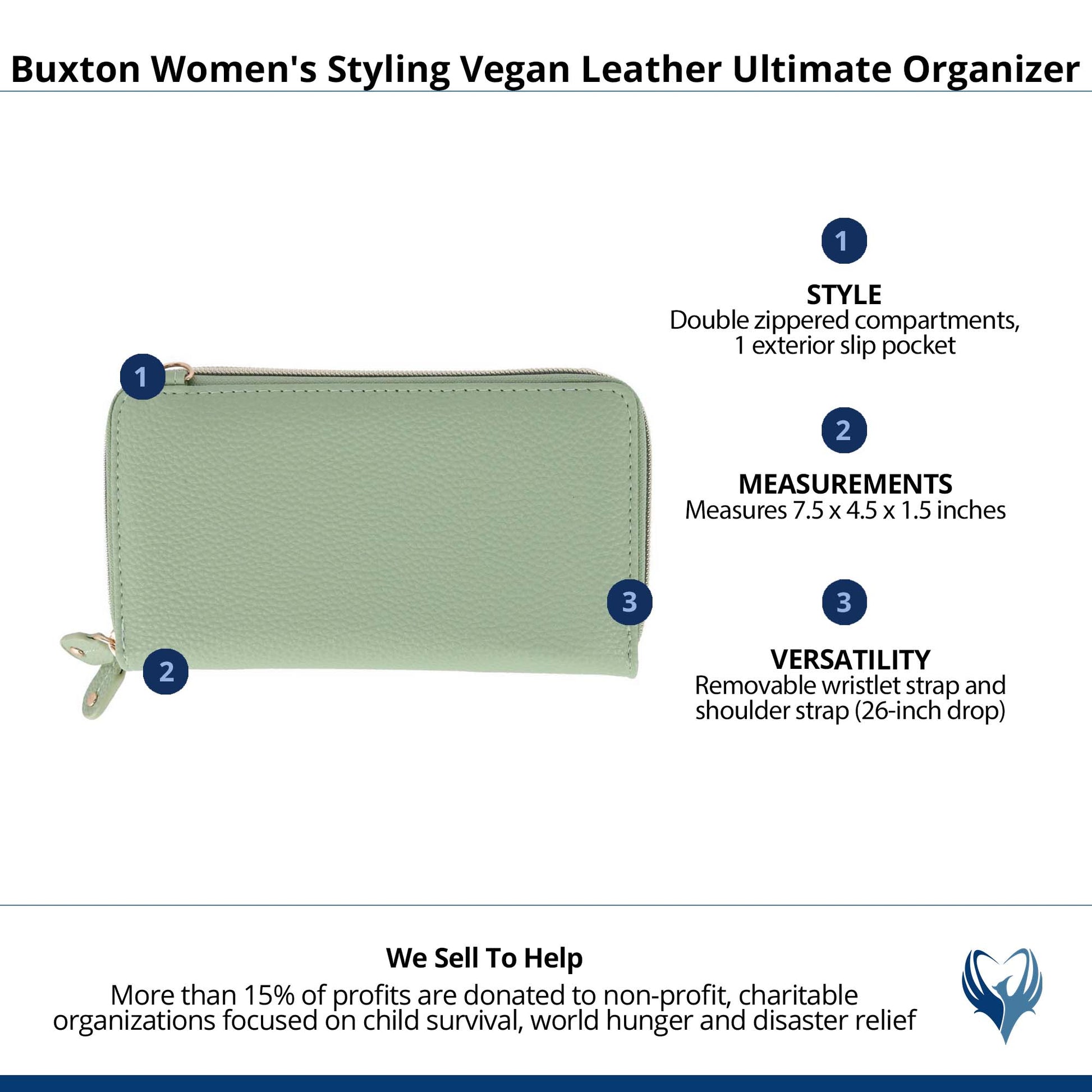 Buxton Women's Styling Premium Faux Leather Ultimate Organizer - Sage Green