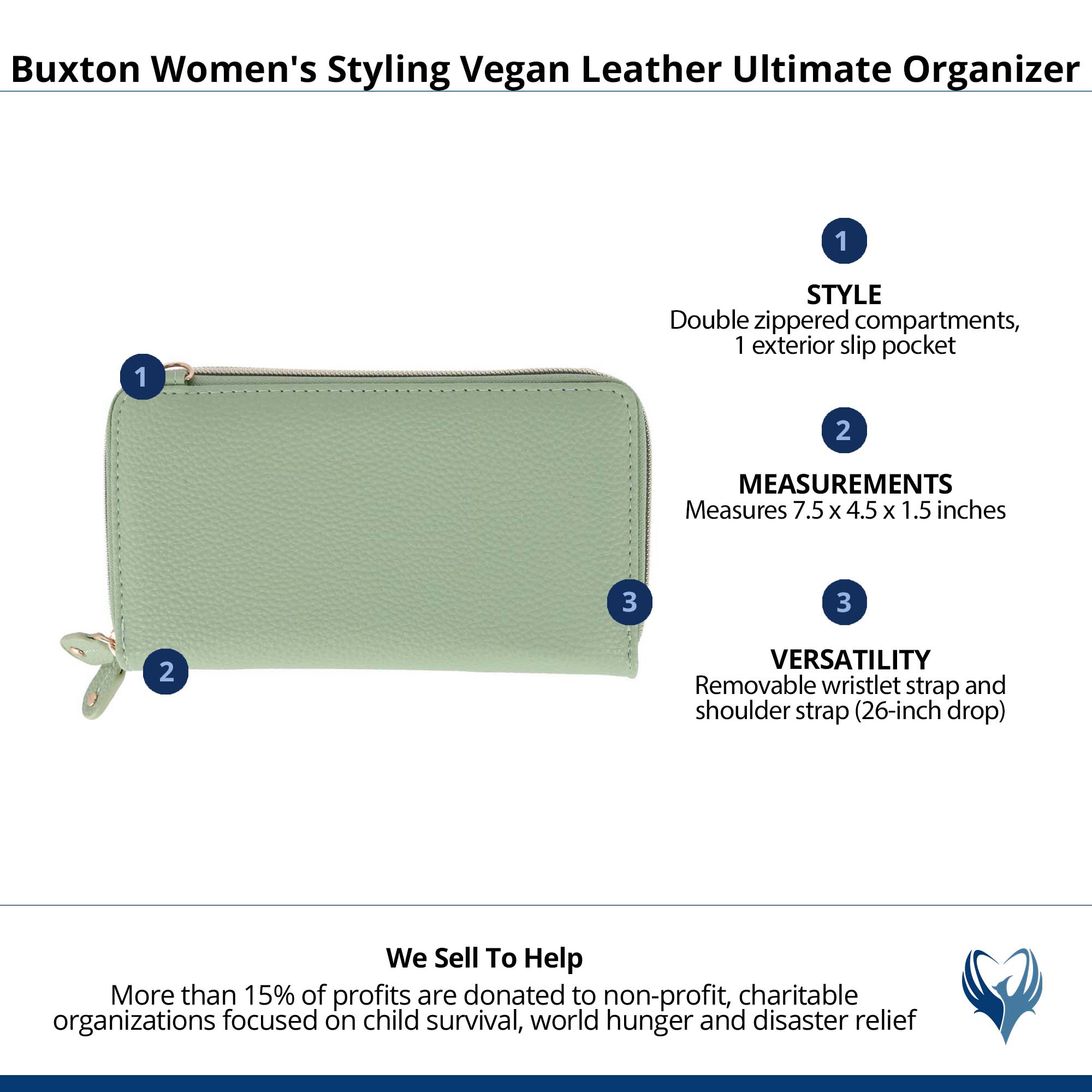 Buxton Women's Styling Premium Faux Leather Ultimate Organizer - Sage Green
