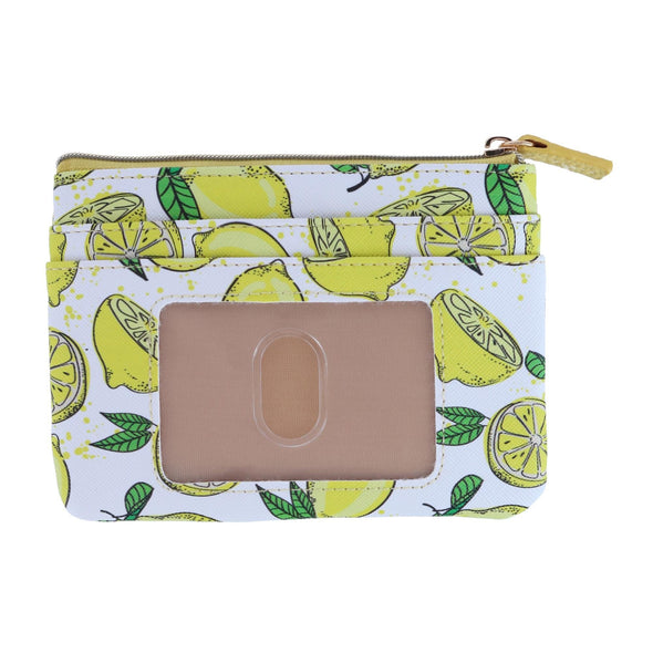 Women's Lemon Squeeze Printed Vegan Leather ID Coin Case