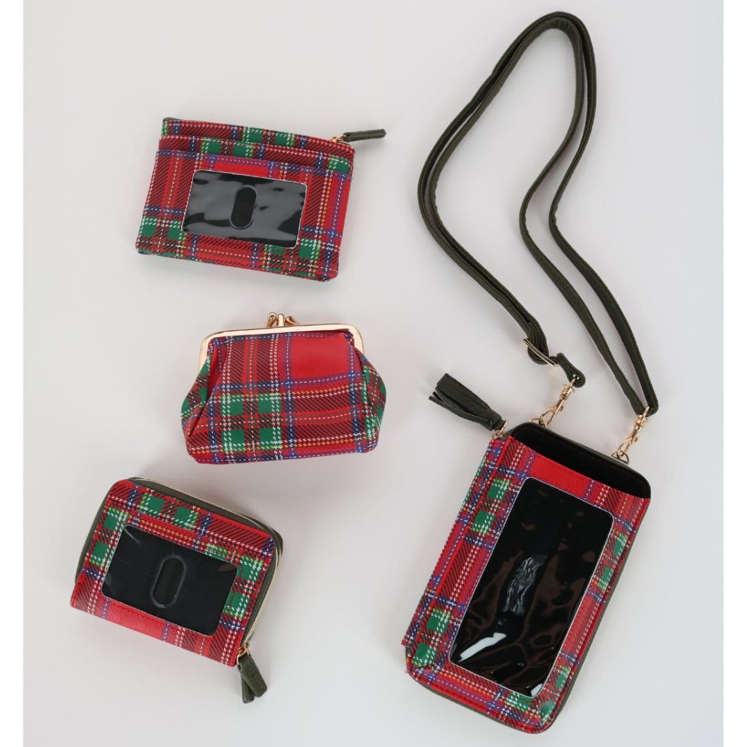 Buxton Women's Tartan Plaid Printed Vegan Leather Everywhere Wallet - Red Tartan Plaid