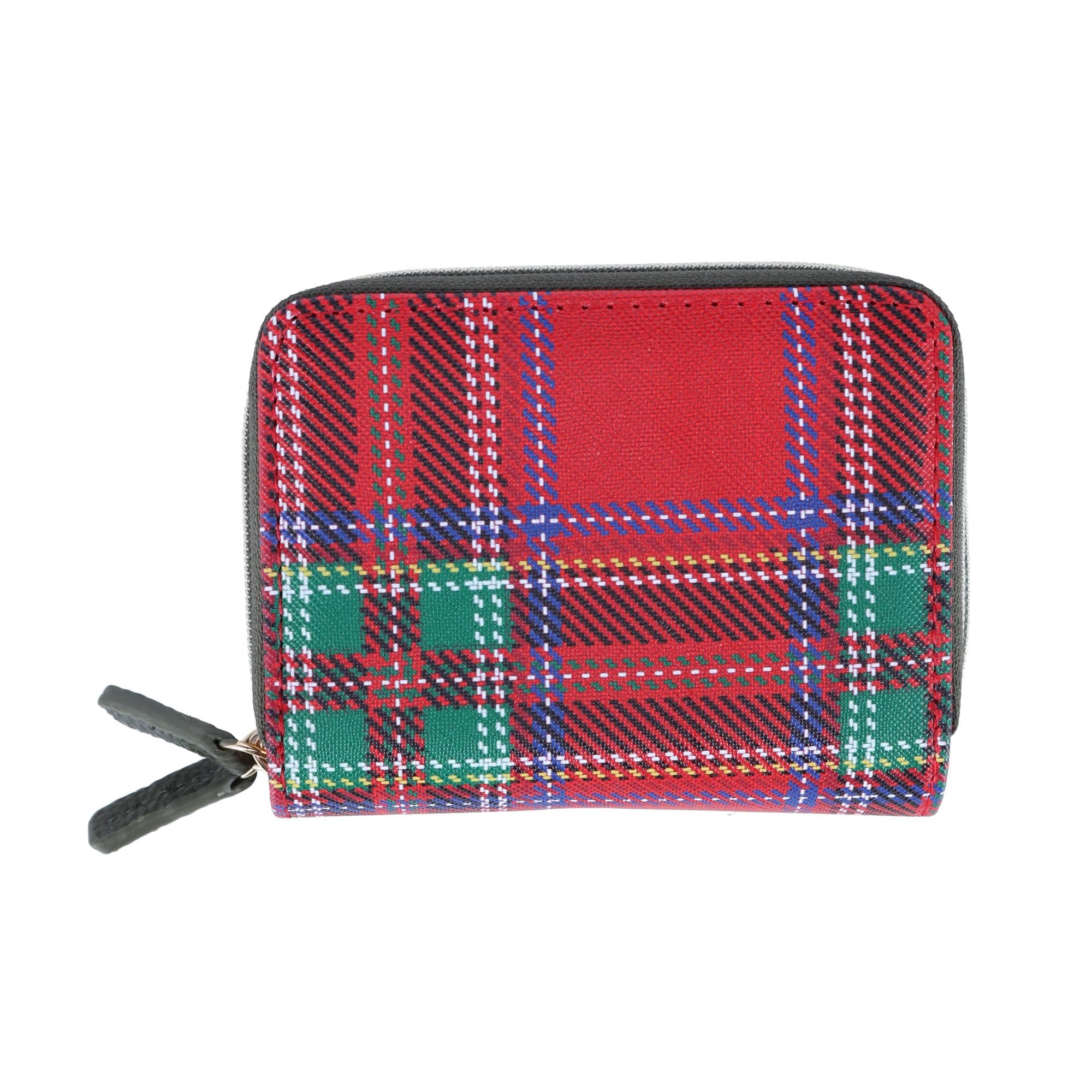 Buxton Women's Tartan Plaid Printed Vegan Leather Wizard Wallet - Red Tartan Plaid