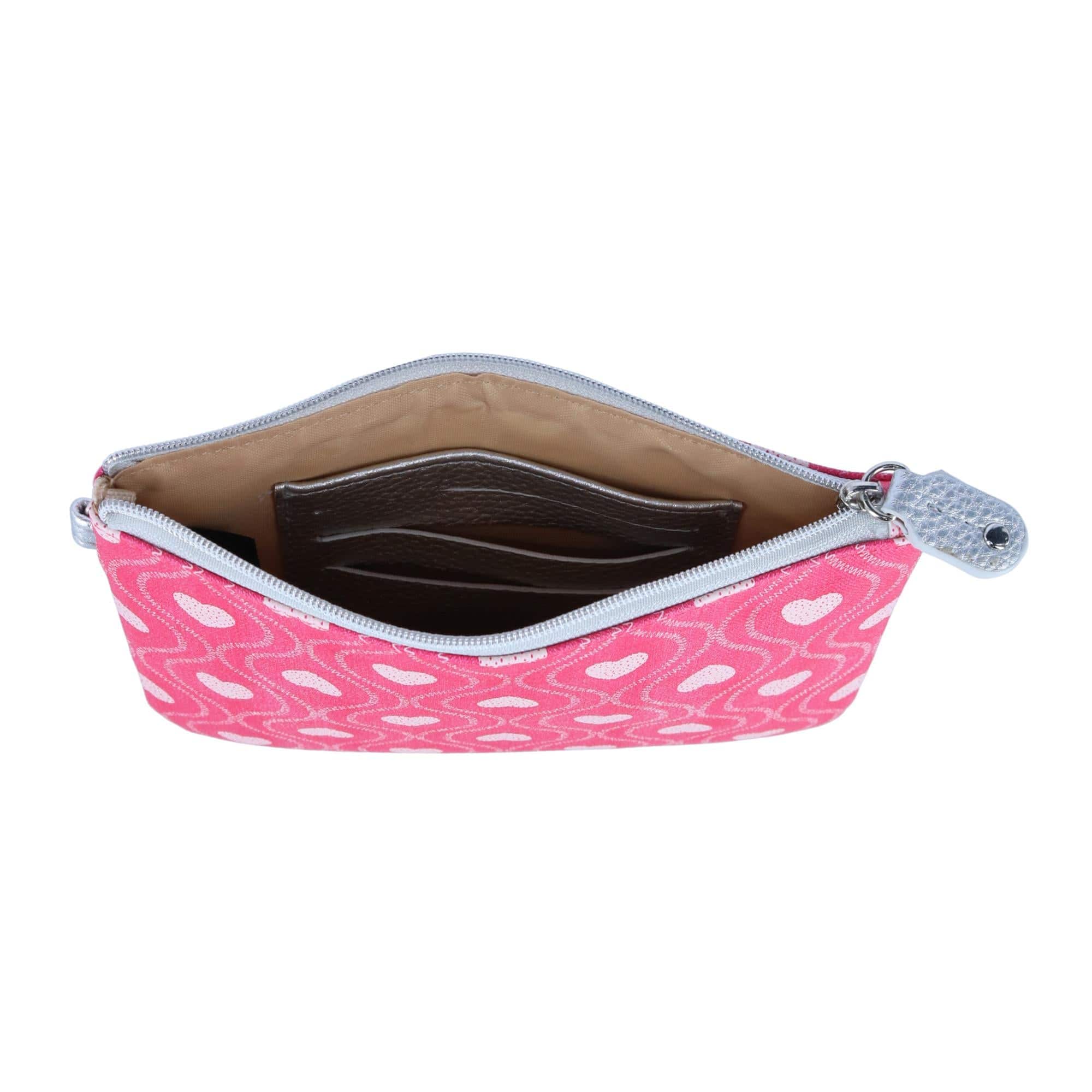 Buxton Women's Swervy Hearts Print Vegan Leather Wristlet Pouch - Pink
