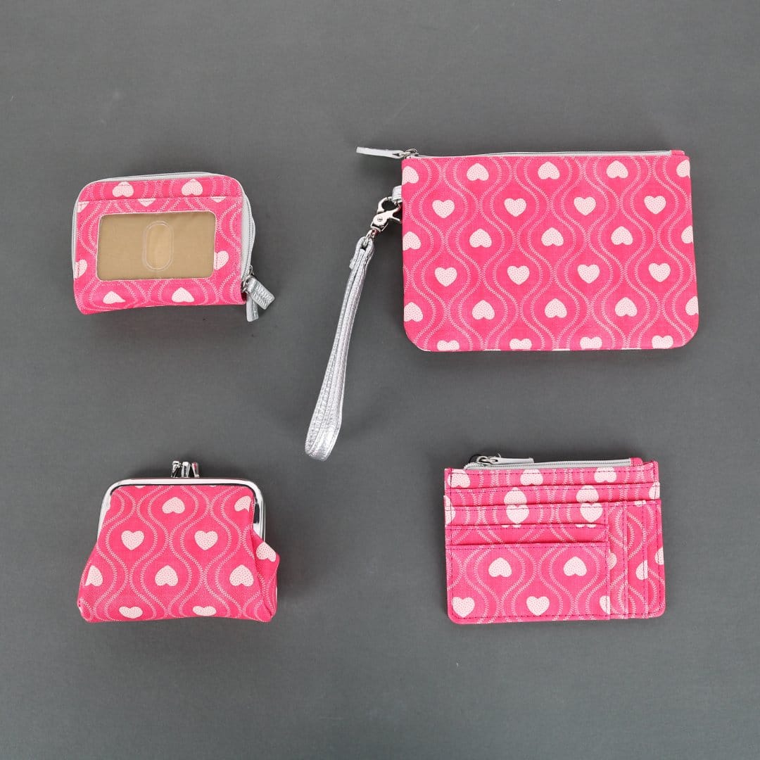 Buxton Women's Swervy Hearts Print Vegan Leather Wristlet Pouch - Pink