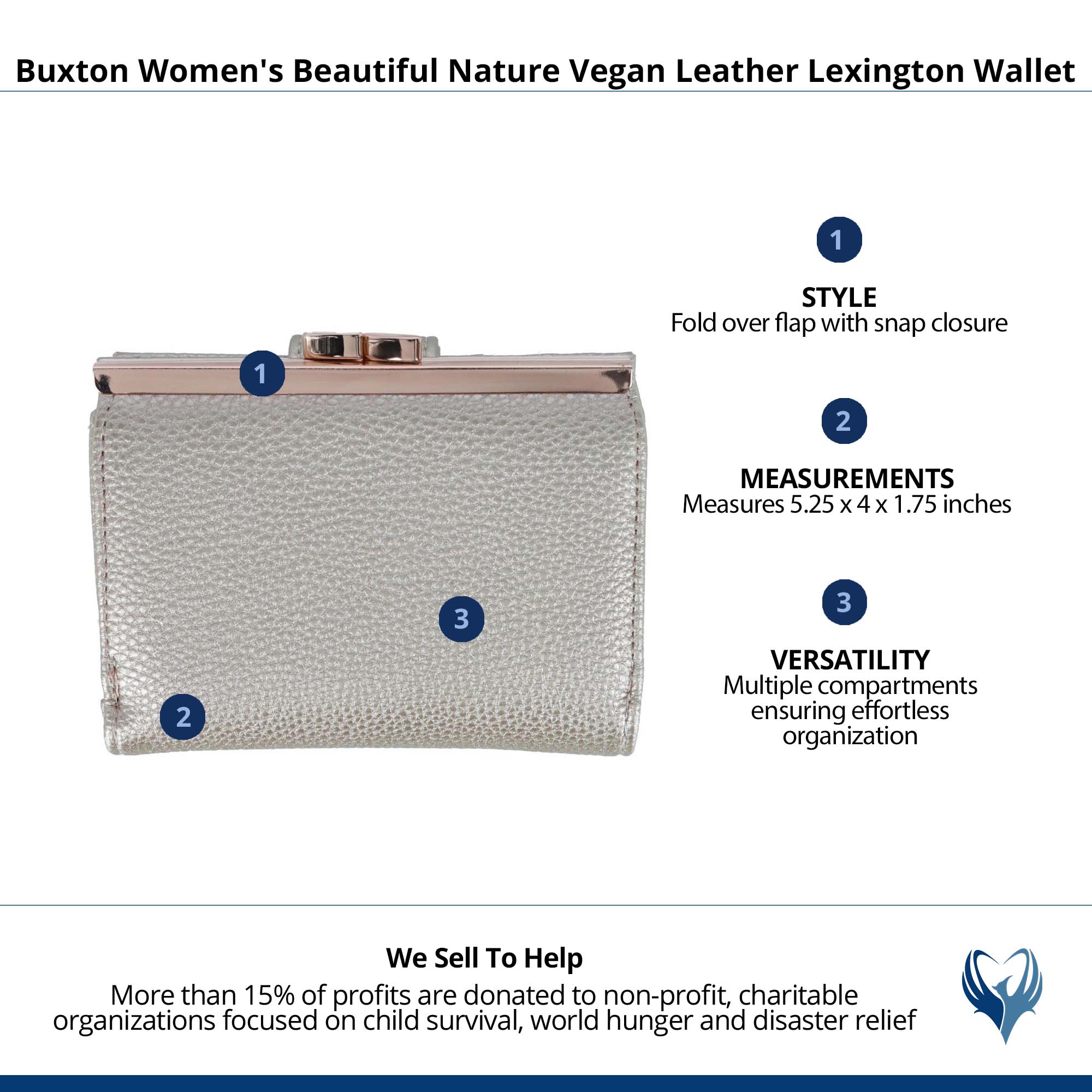 Buxton Women's Beautiful Premium Faux Leather Lexington Wallet - Gold