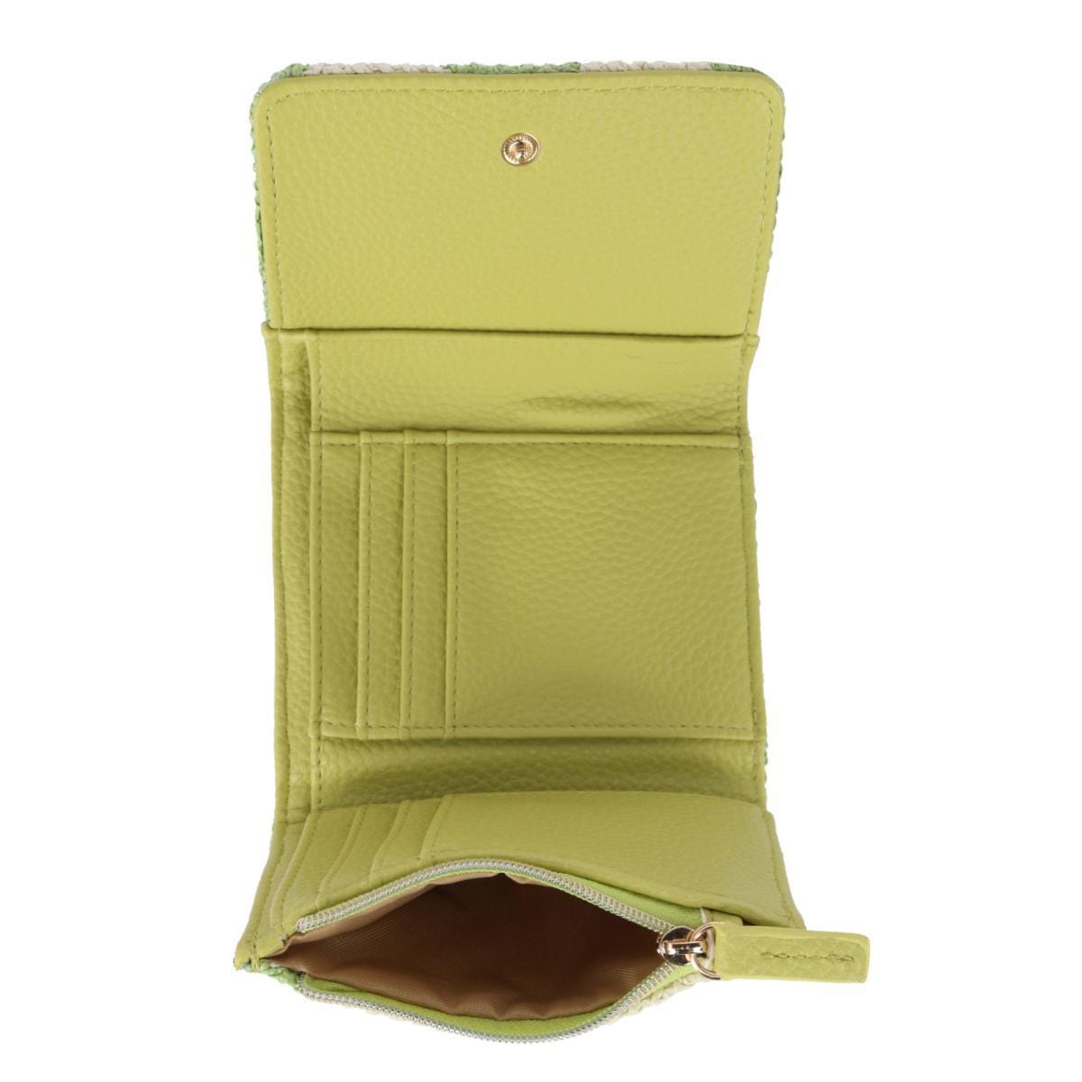 Buxton Women's Striped Straw Vegan Leather Medium Trifold - Lime Green
