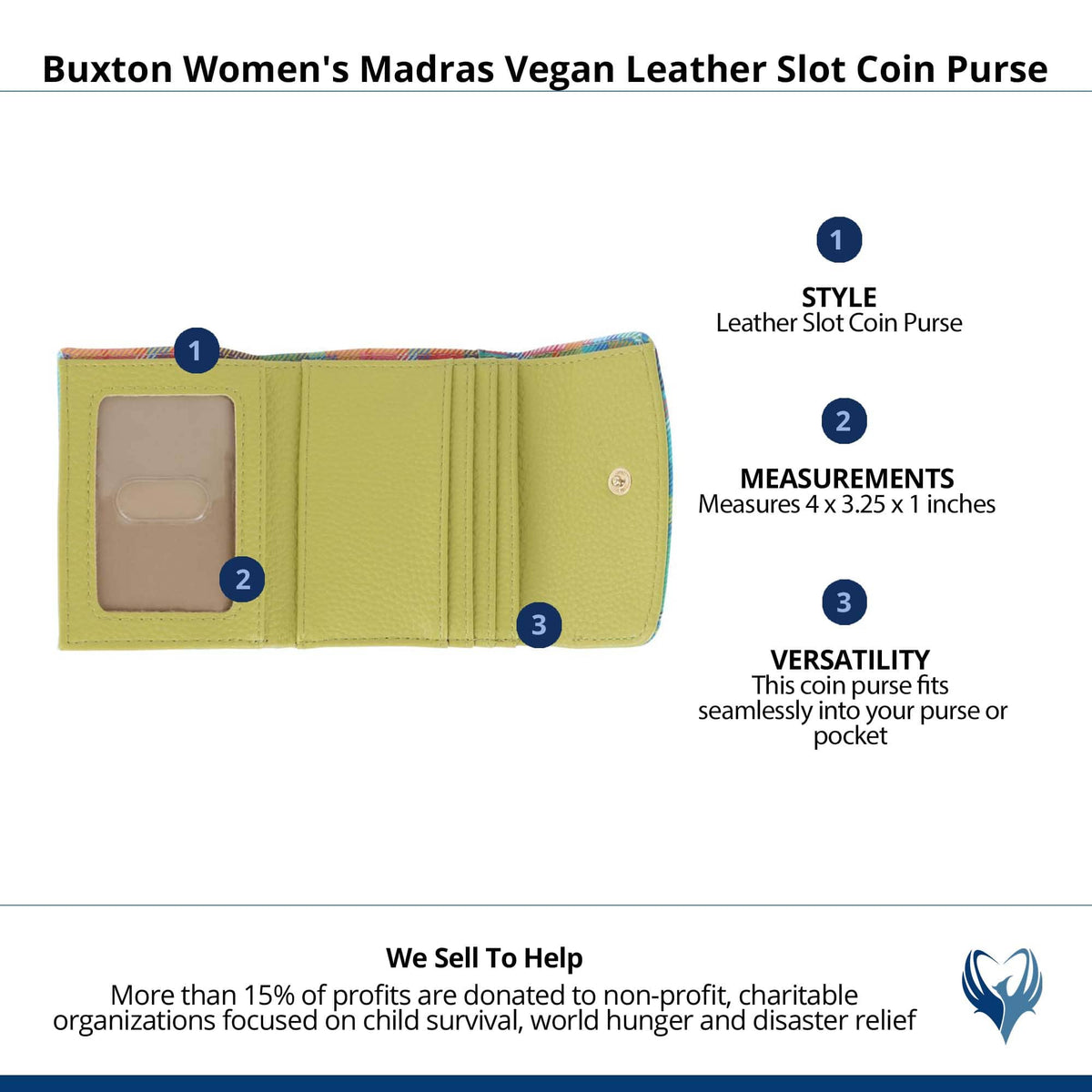 Buxton Women's Madras Vegan Leather Slot Coin Purse - Multiple