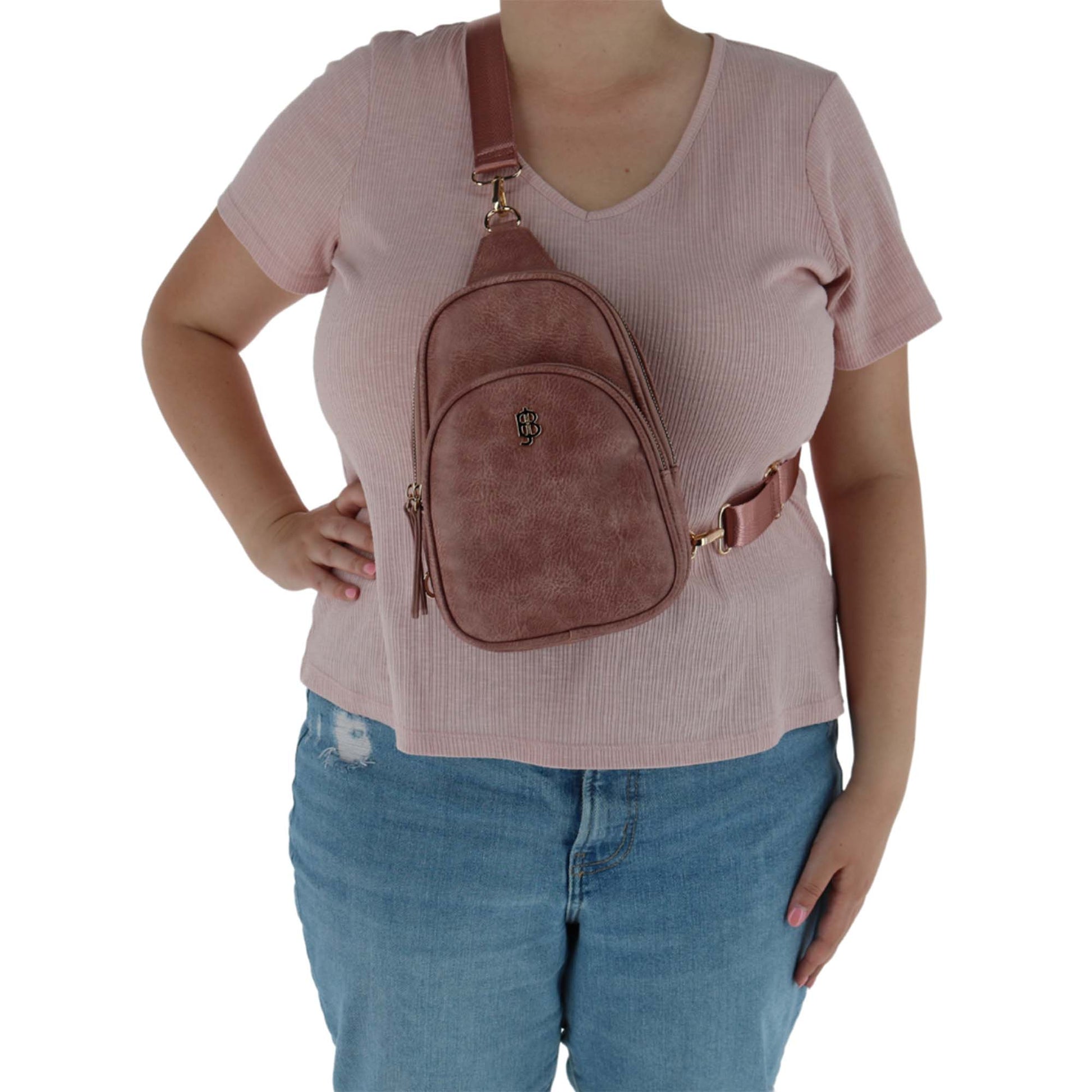 Buxton Women's Vegan Leather Sling Bag - Mauve