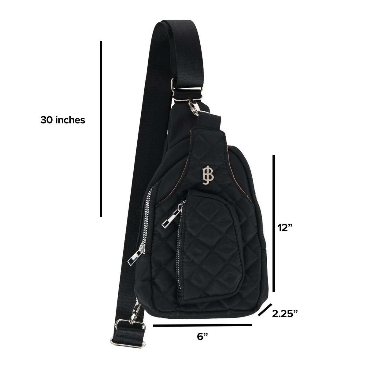 Julia Buxton Women's Nylon Quilted Sling Bag - Black
