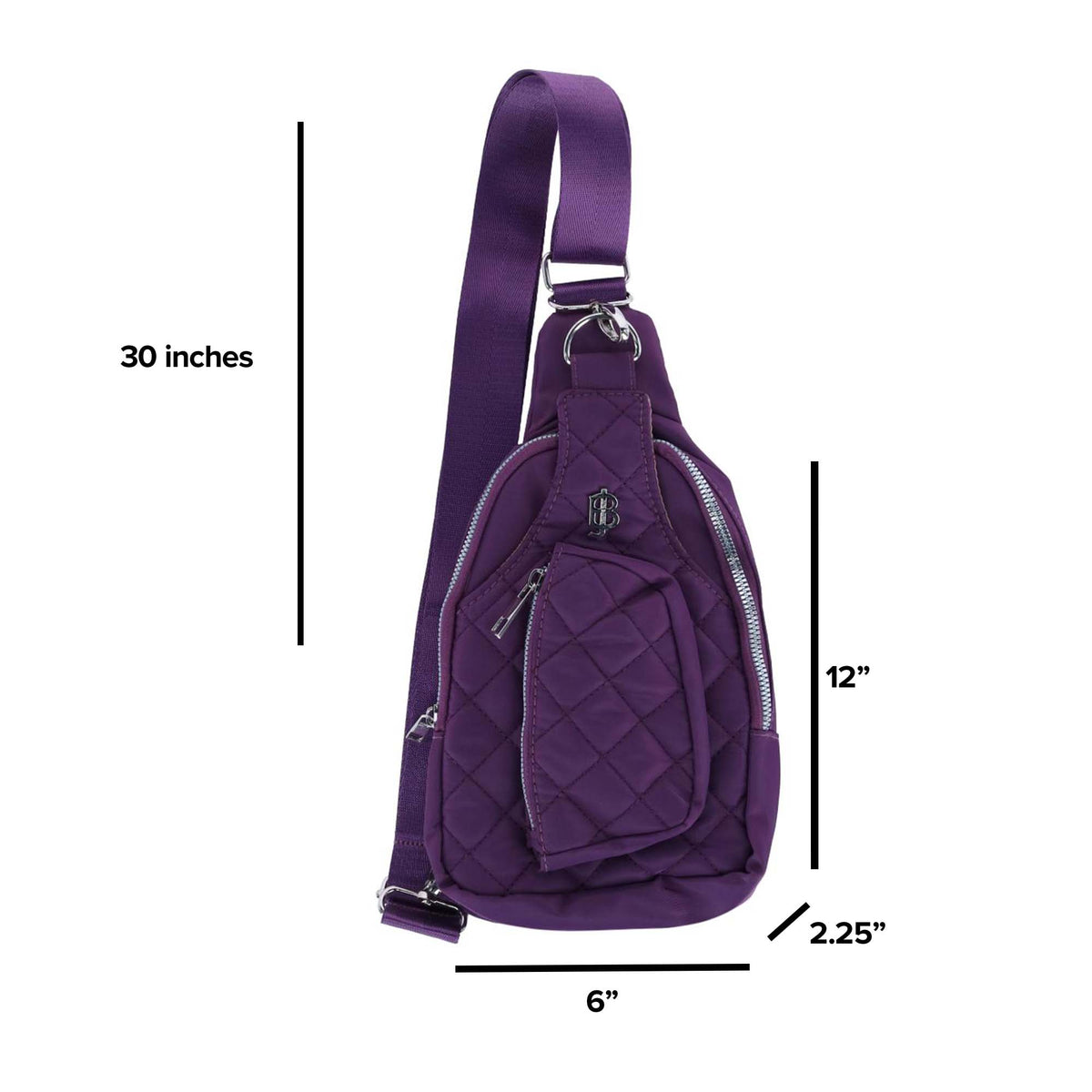 Julia Buxton Women's Nylon Quilted Sling Bag - Plum