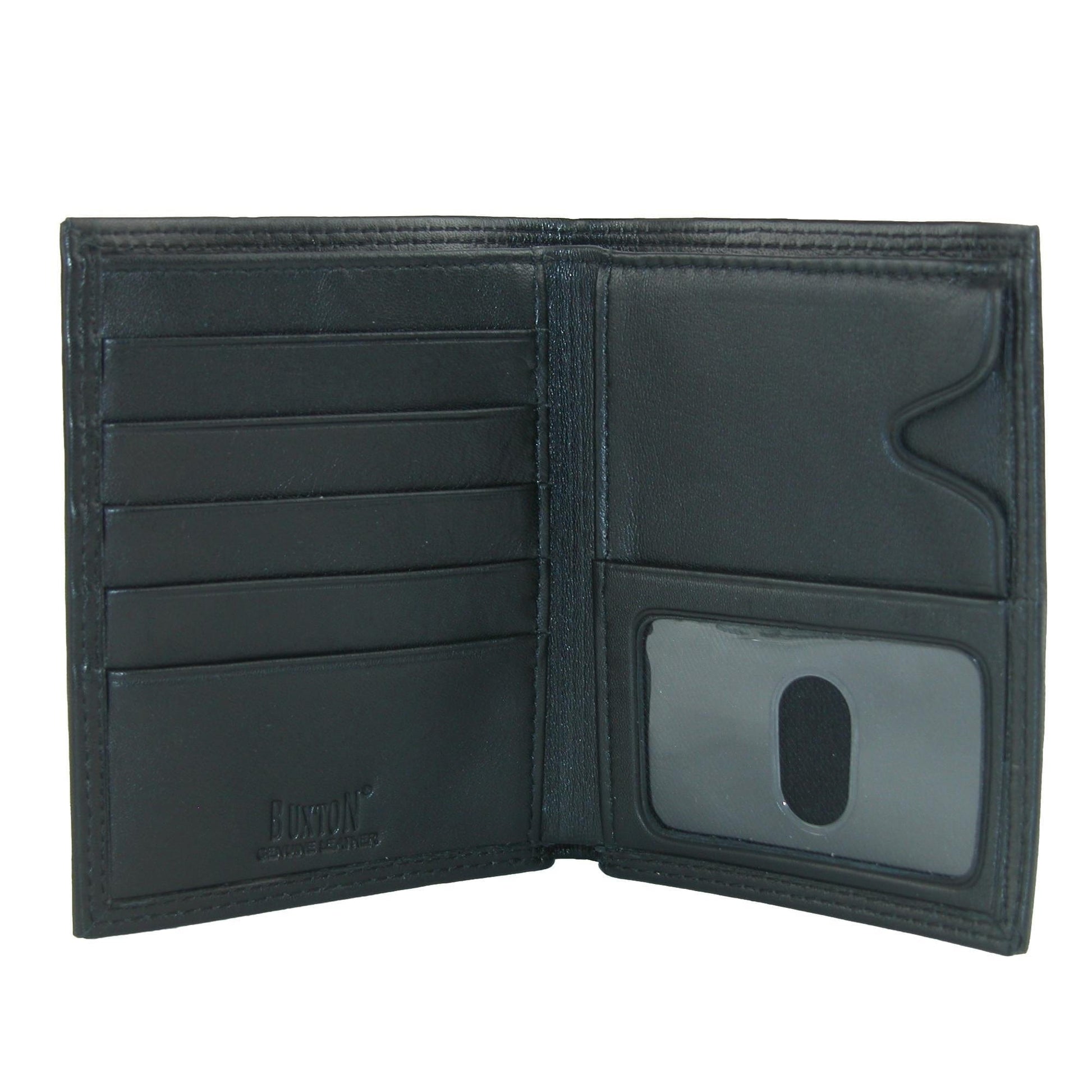Buxton Men's Emblem Leather Credit Card Folio Pocket Secretary - Black