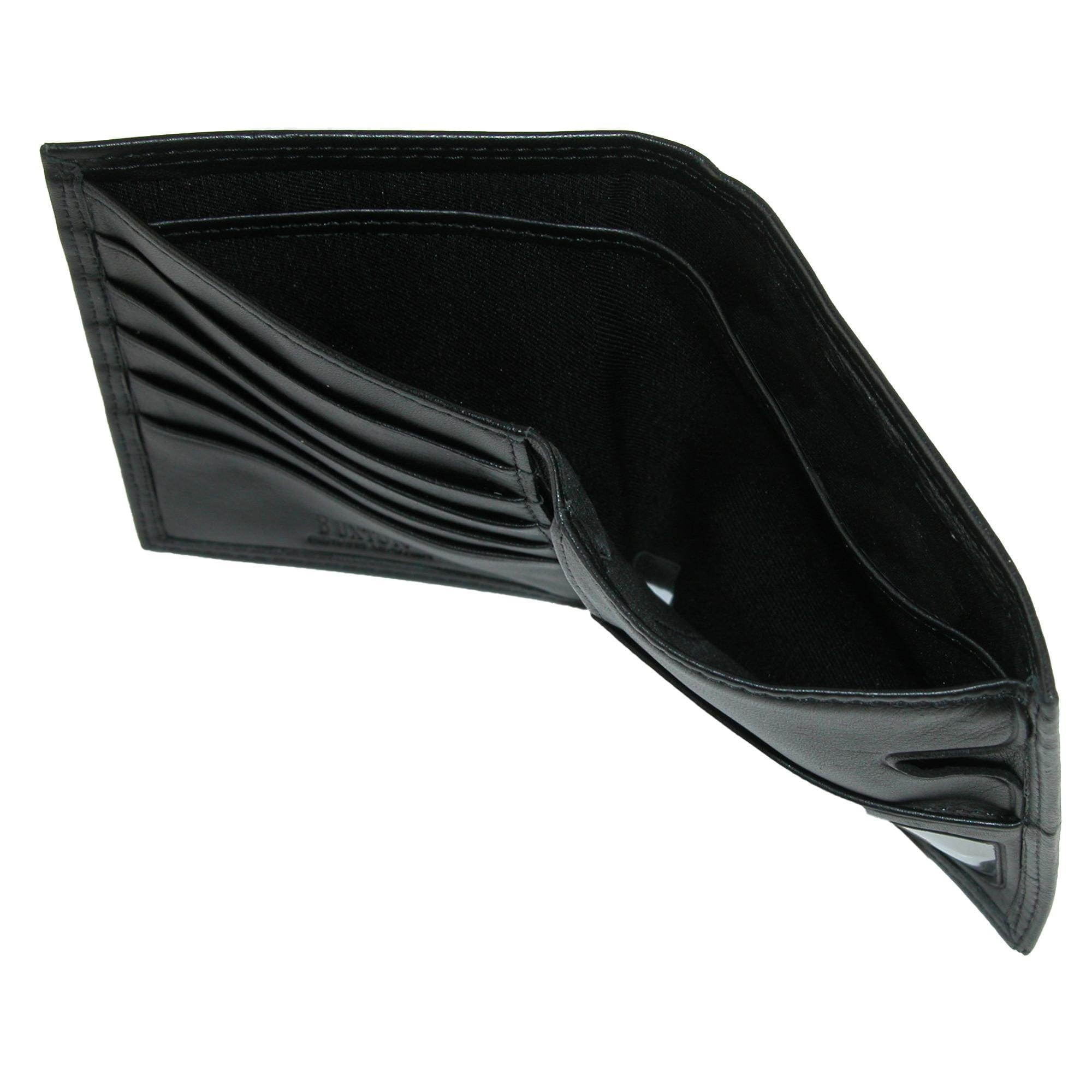 Buxton Men's Emblem Leather Credit Card Folio Pocket Secretary - Black