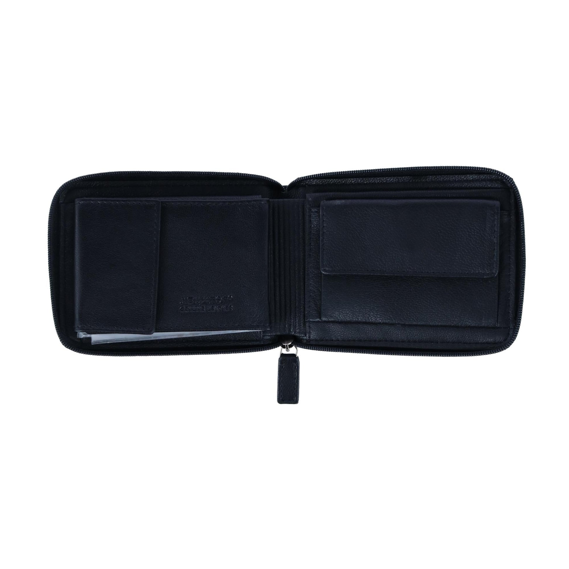 Buxton Men's RFID Nappa Leather Zip Around Billfold Wallet - Black