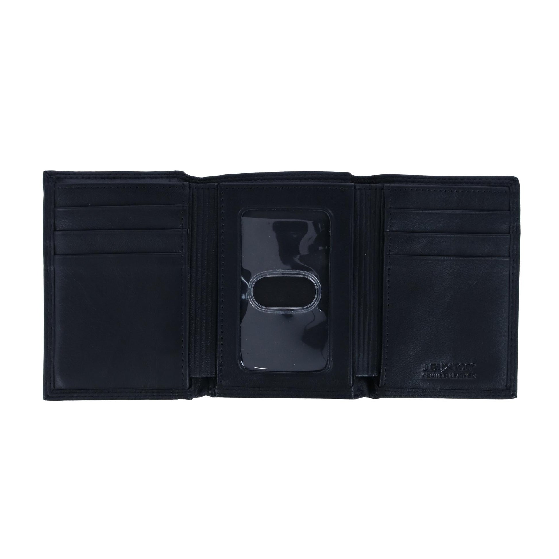 Buxton Men's RFID Nappa Leather Removable ID Trifold Wallet - Black