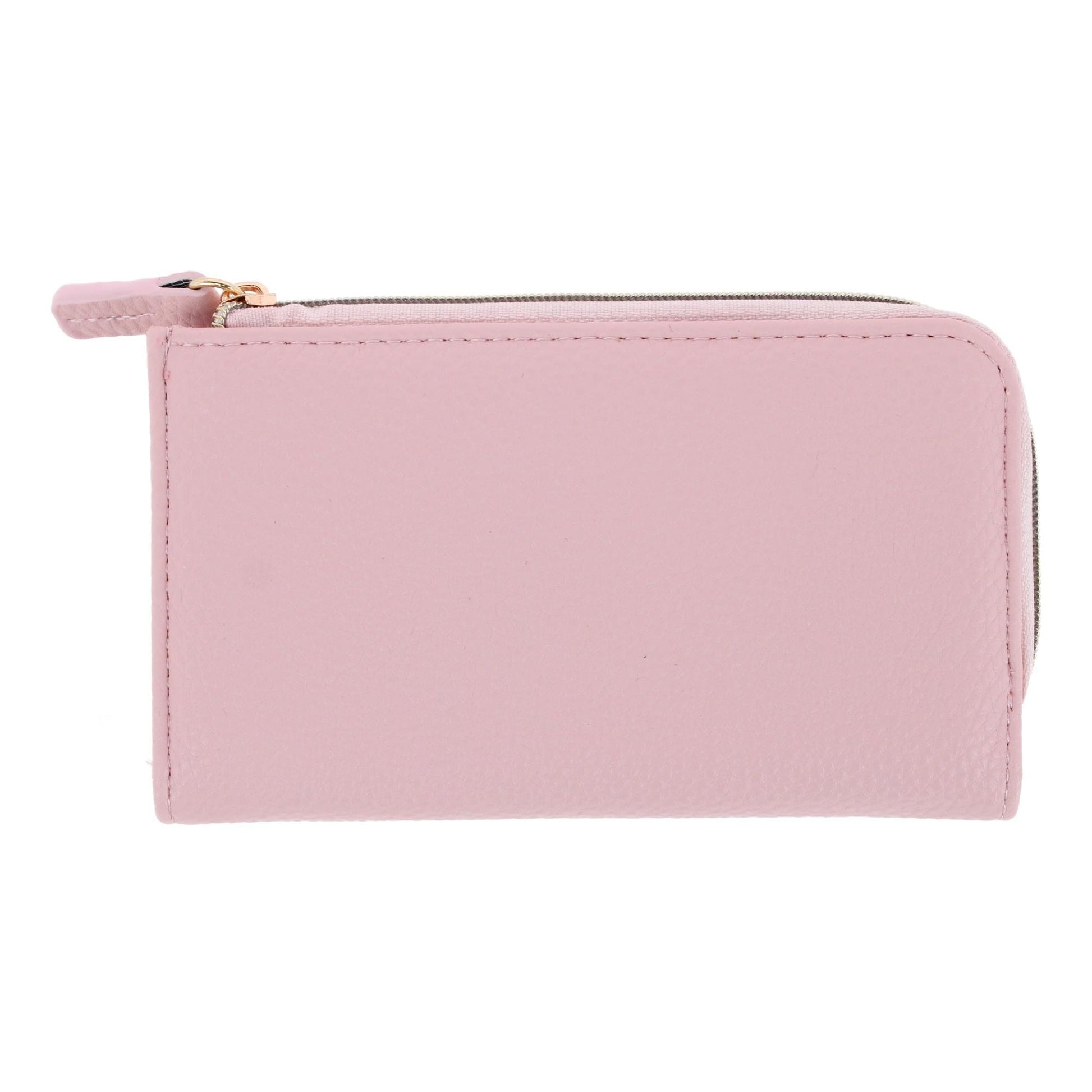 Julia Buxton Women's Fashionable L Zip Snap Premium Faux Leather Wallet - Champagne Blush