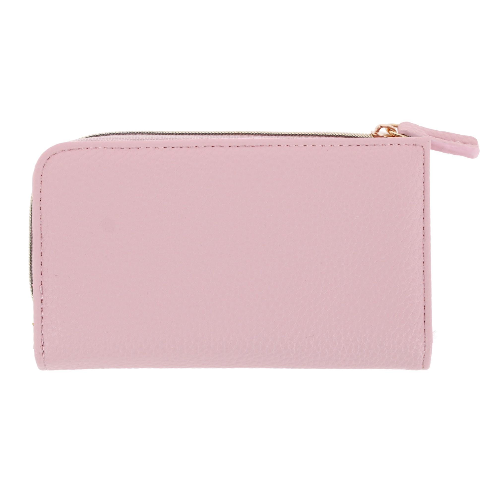 Julia Buxton Women's Fashionable L Zip Snap Premium Faux Leather Wallet - Champagne Blush