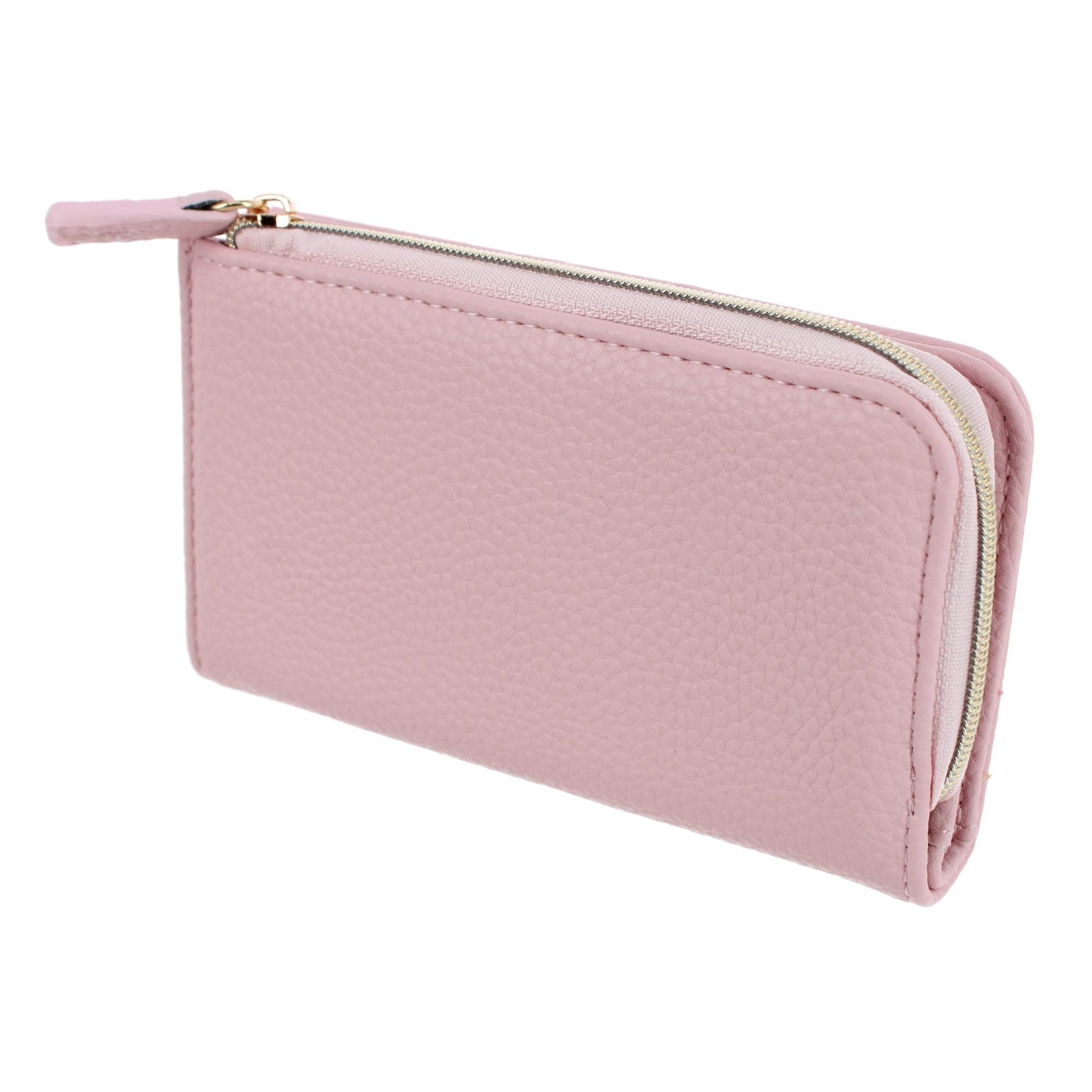 Julia Buxton Women's Fashionable L Zip Snap Premium Faux Leather Wallet - Champagne Blush