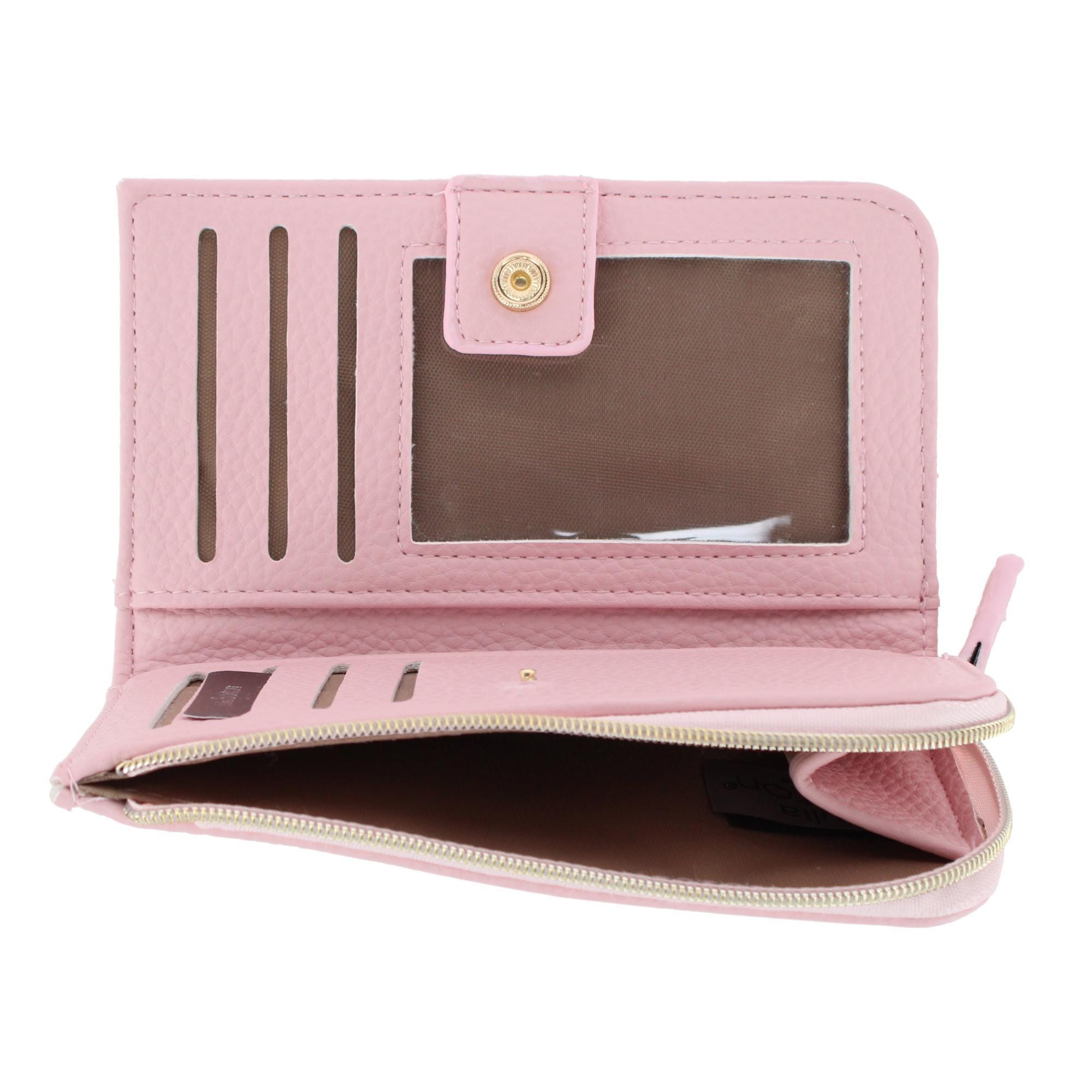 Julia Buxton Women's Fashionable L Zip Snap Premium Faux Leather Wallet - Champagne Blush
