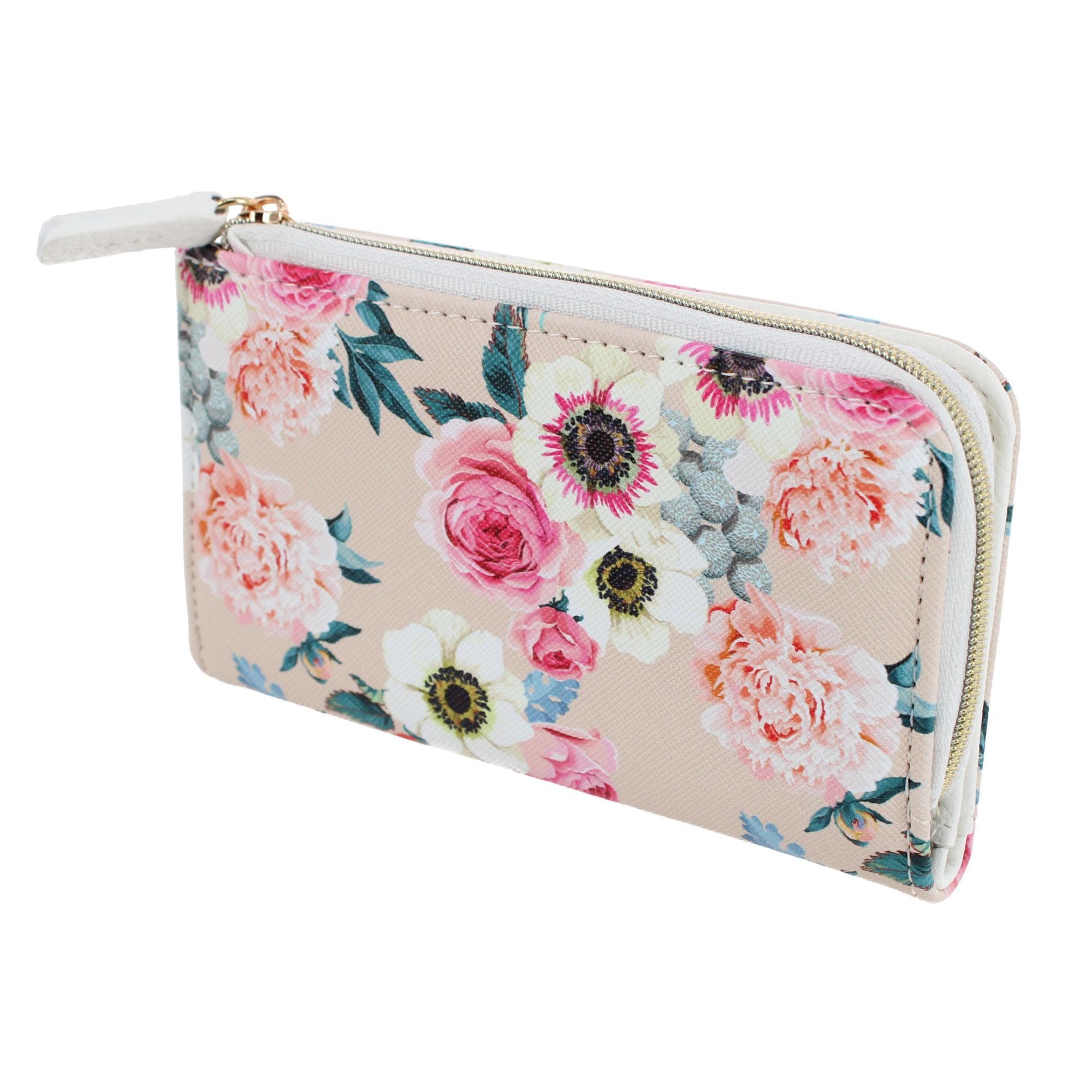 Julia Buxton Women's Fashionable L Zip Snap Premium Faux Leather Wallet - Debutante