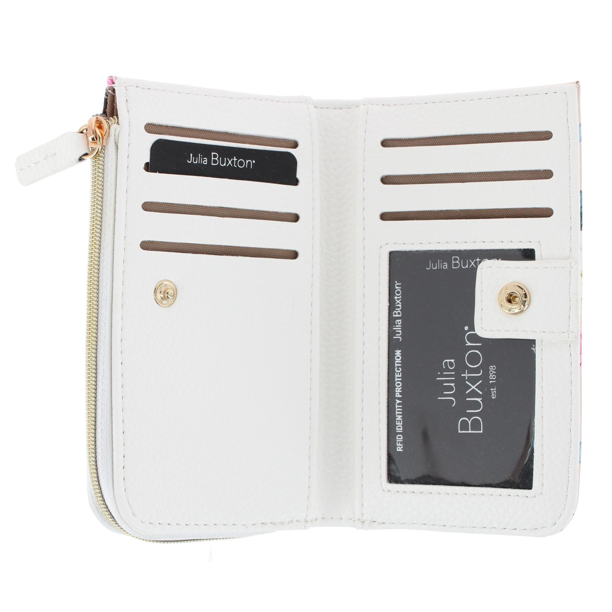 Julia Buxton Women's Fashionable L Zip Snap Premium Faux Leather Wallet - Debutante
