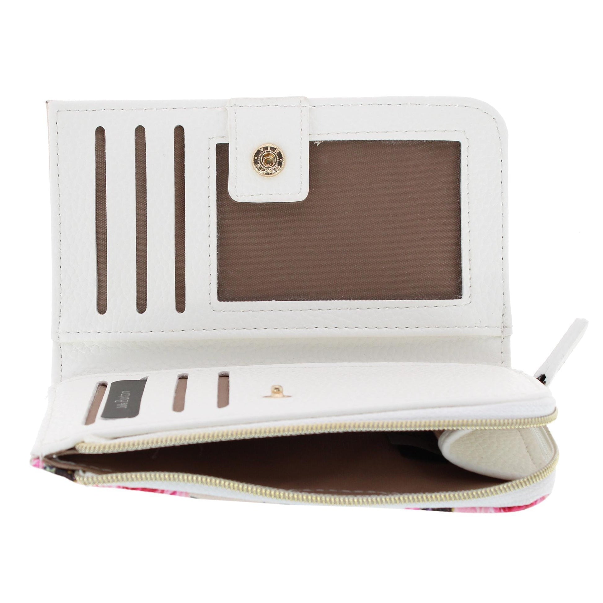 Julia Buxton Women's Fashionable L Zip Snap Premium Faux Leather Wallet - Debutante