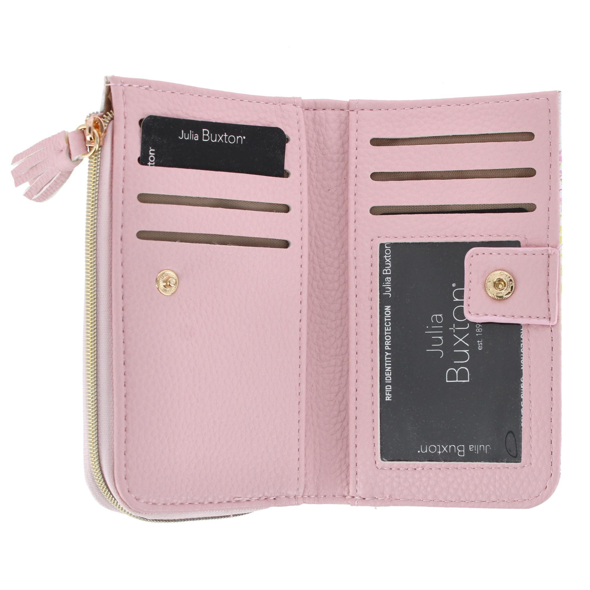 Julia Buxton Women's Fashionable L Zip Snap Premium Faux Leather Wallet - Pollinator