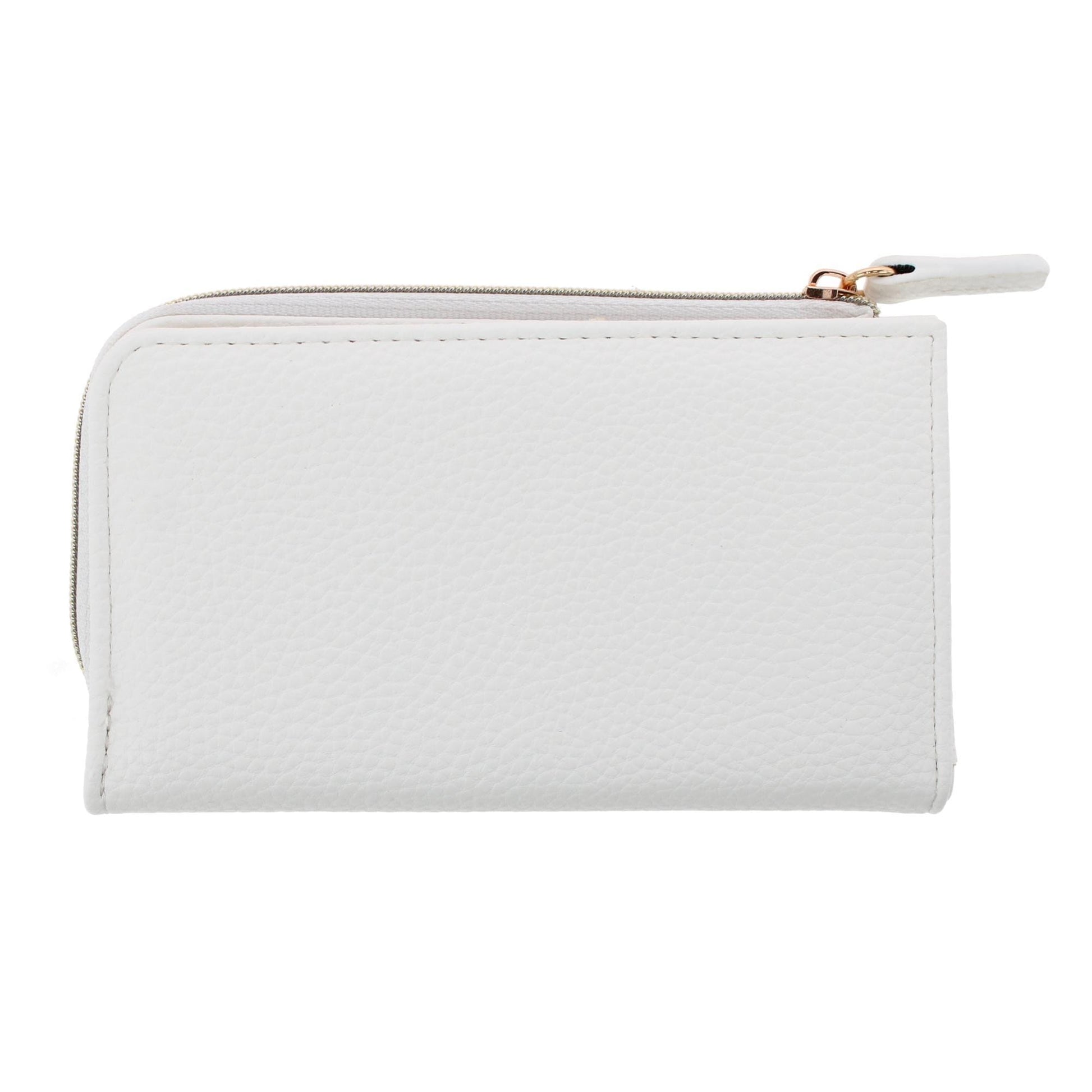 Julia Buxton Women's Fashionable L Zip Snap Premium Faux Leather Wallet - Summer White