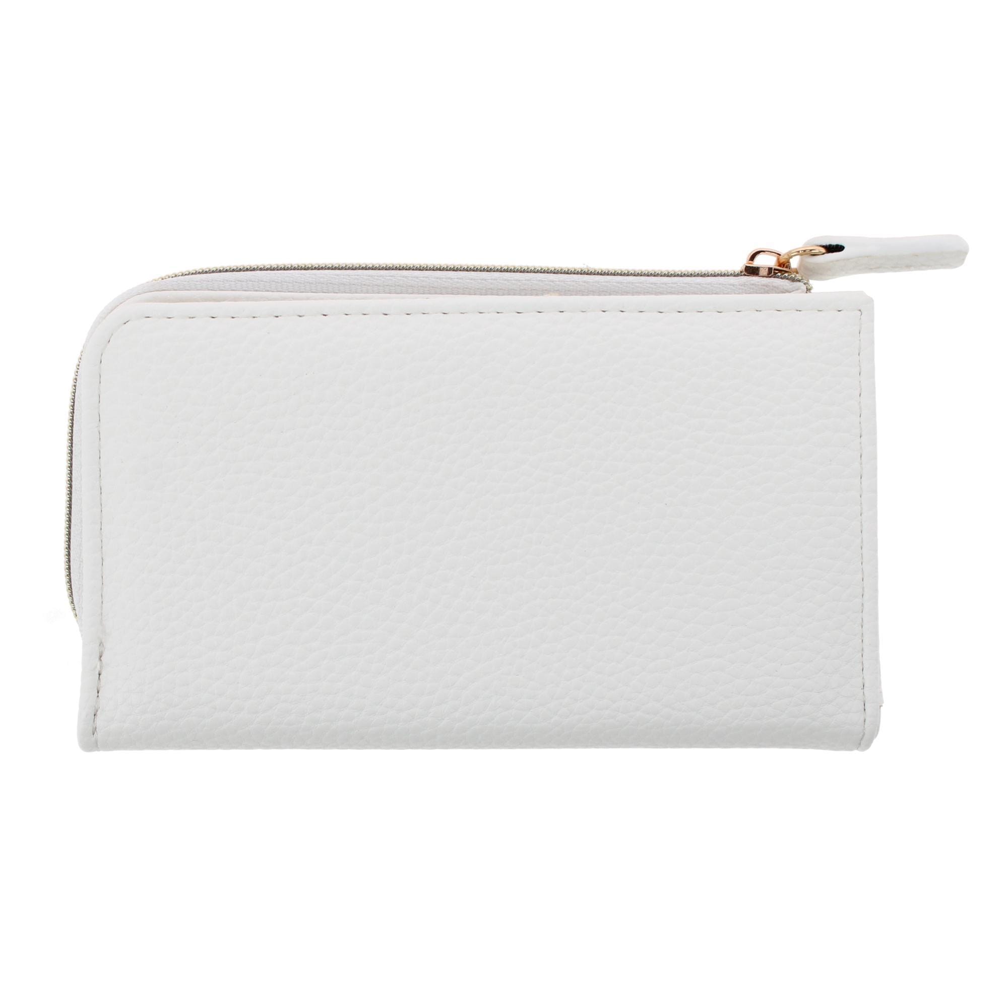 Julia Buxton Women's Fashionable L Zip Snap Premium Faux Leather Wallet - Summer White