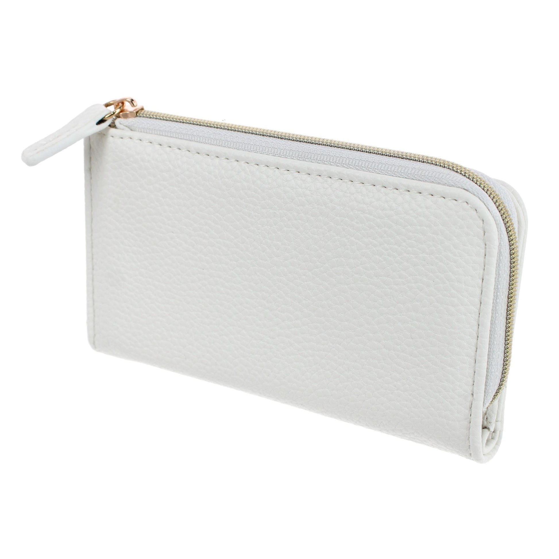 Julia Buxton Women's Fashionable L Zip Snap Premium Faux Leather Wallet - Summer White