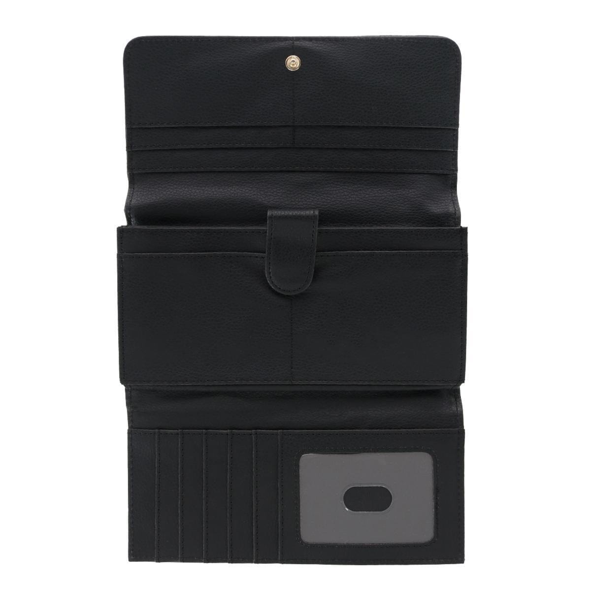 Buxton Women's Solid Colored Premium Faux Leather Bianca Clutch Wallet - Black