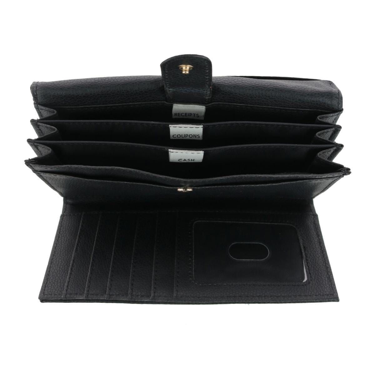 Buxton Women's Solid Colored Premium Faux Leather Bianca Clutch Wallet - Black