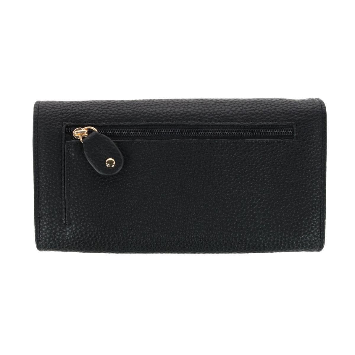 Buxton Women's Solid Colored Premium Faux Leather Bianca Clutch Wallet - Black