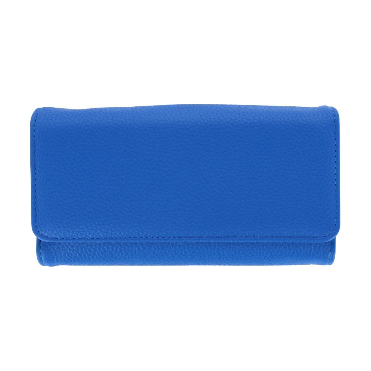 Buxton Women's Solid Colored Premium Faux Leather Bianca Clutch Wallet - Extreme Blue