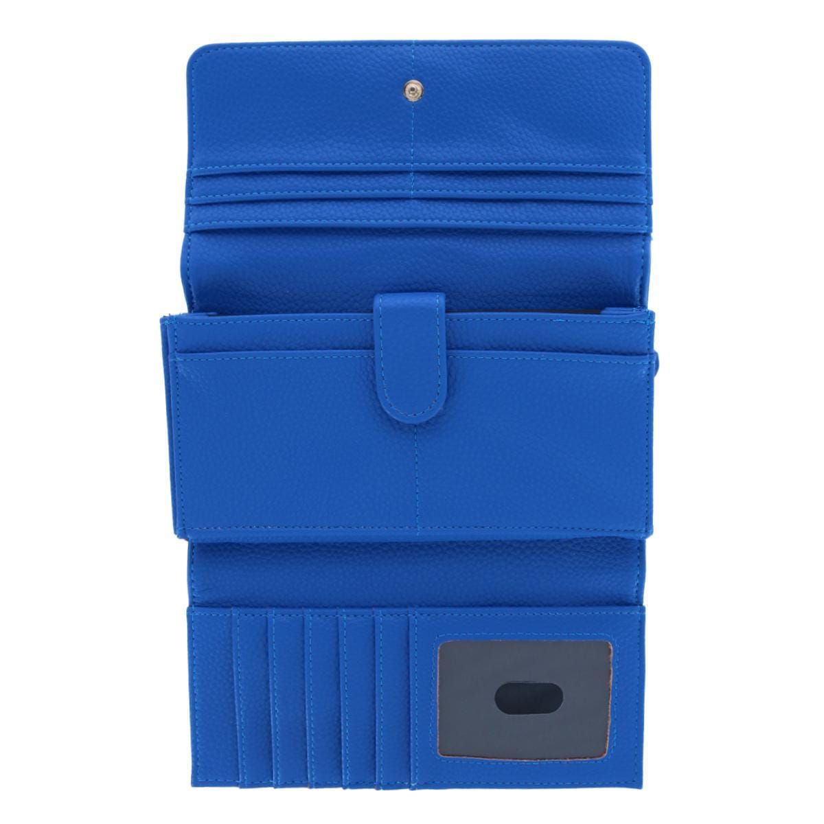 Buxton Women's Solid Colored Premium Faux Leather Bianca Clutch Wallet - Extreme Blue