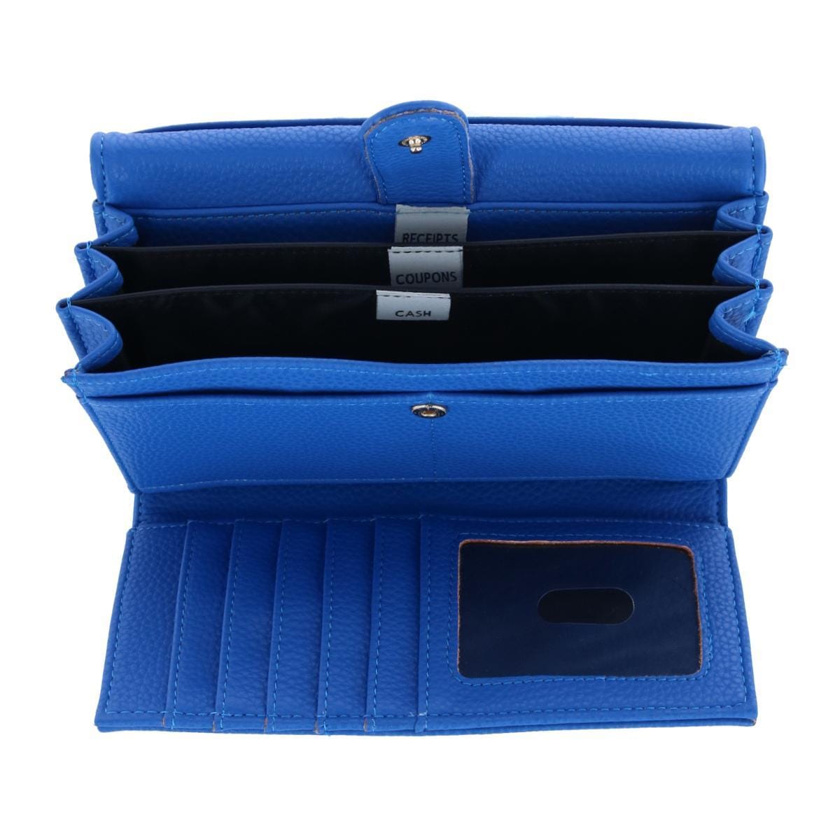 Buxton Women's Solid Colored Premium Faux Leather Bianca Clutch Wallet - Extreme Blue