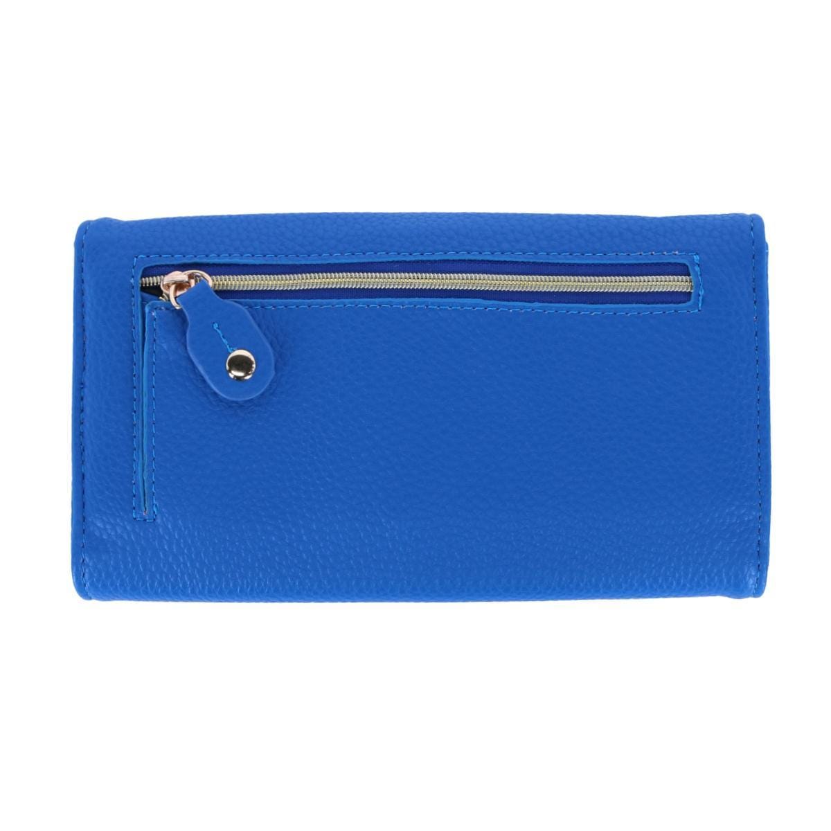 Buxton Women's Solid Colored Premium Faux Leather Bianca Clutch Wallet - Extreme Blue